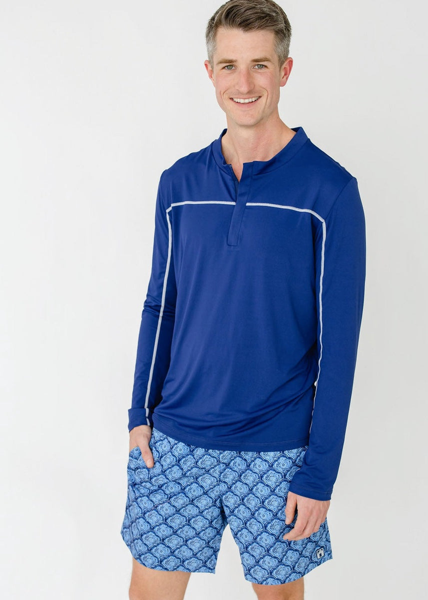  Cabana Life Men's Navy Sport Zip Top - S - Bonton