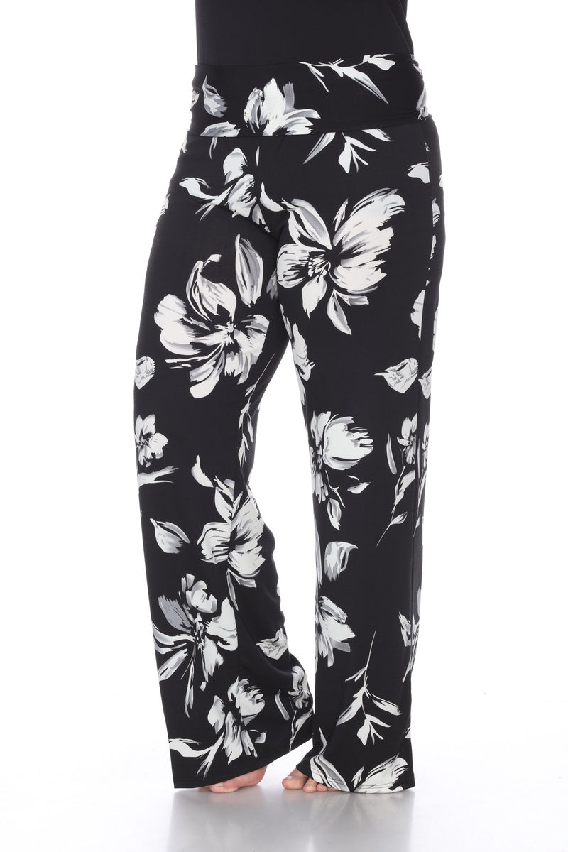  White Mark Flower Print Plus Size Palazzo Pants - 4x - Bonton