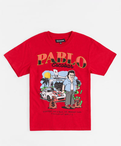 Pablo Cartoon Applique Short Sleeve Tee - Red RTD