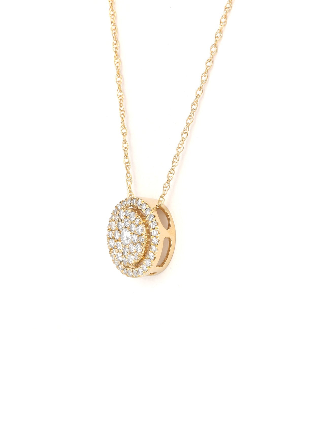  May & June 1/3ct TDW Diamond Cluster Halo Pendant Necklace in 14k Gold - Yellow - Bonton