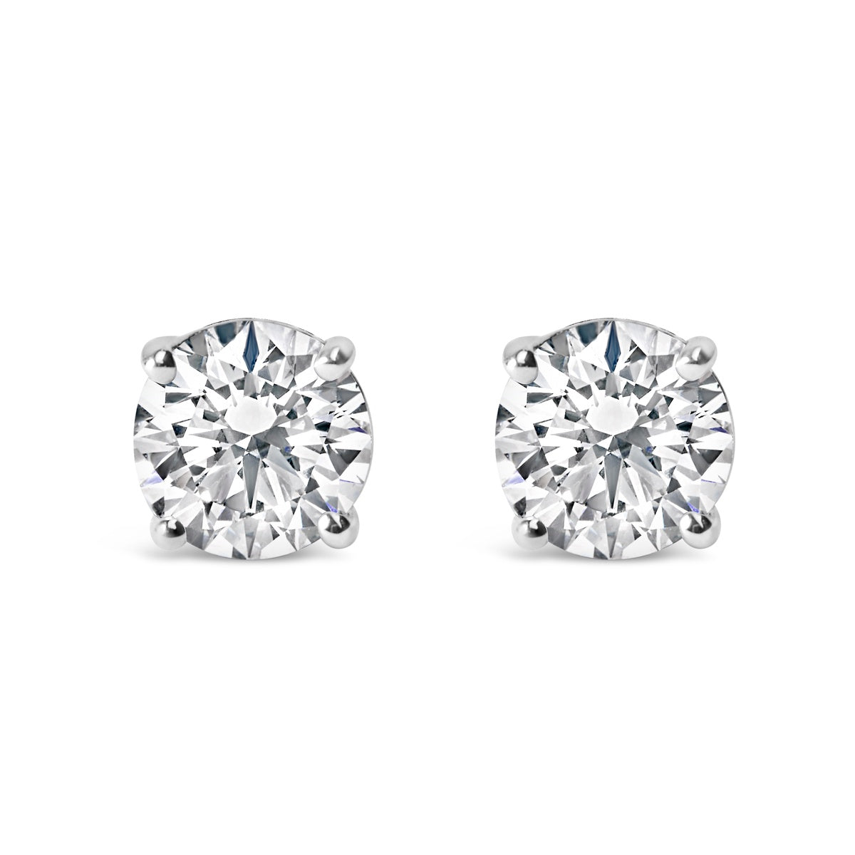  Haus of Brilliance 14K White Gold 2.00 Cttw Lab Grown Round Brilliant-Cut Diamond Classic 4-Prong Stud Earrings With Screw Backs (F-G Color, VVS2-VS1 Clarity) - White - Bonton