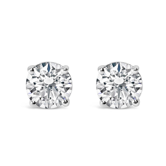 14K White Gold 2.00 Cttw Lab Grown Round Brilliant-Cut Diamond Classic 4-Prong Stud Earrings With Screw Backs (F-G Color, VVS2-VS1 Clarity)