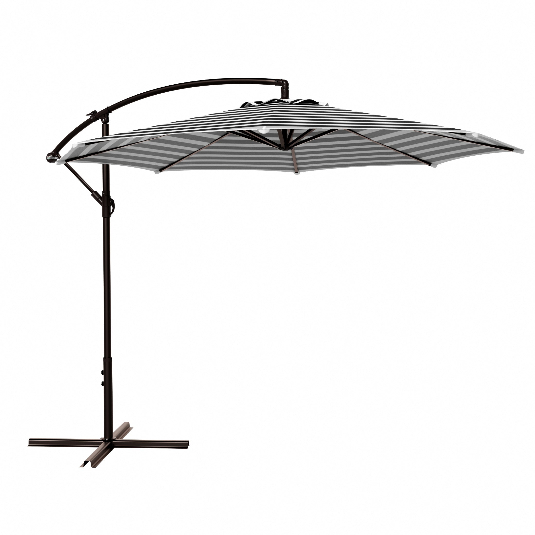  Westin Furniture 10 Ft Outdoor Patio Cantilever Offset Umbrella - Black/White Stripe - Bonton