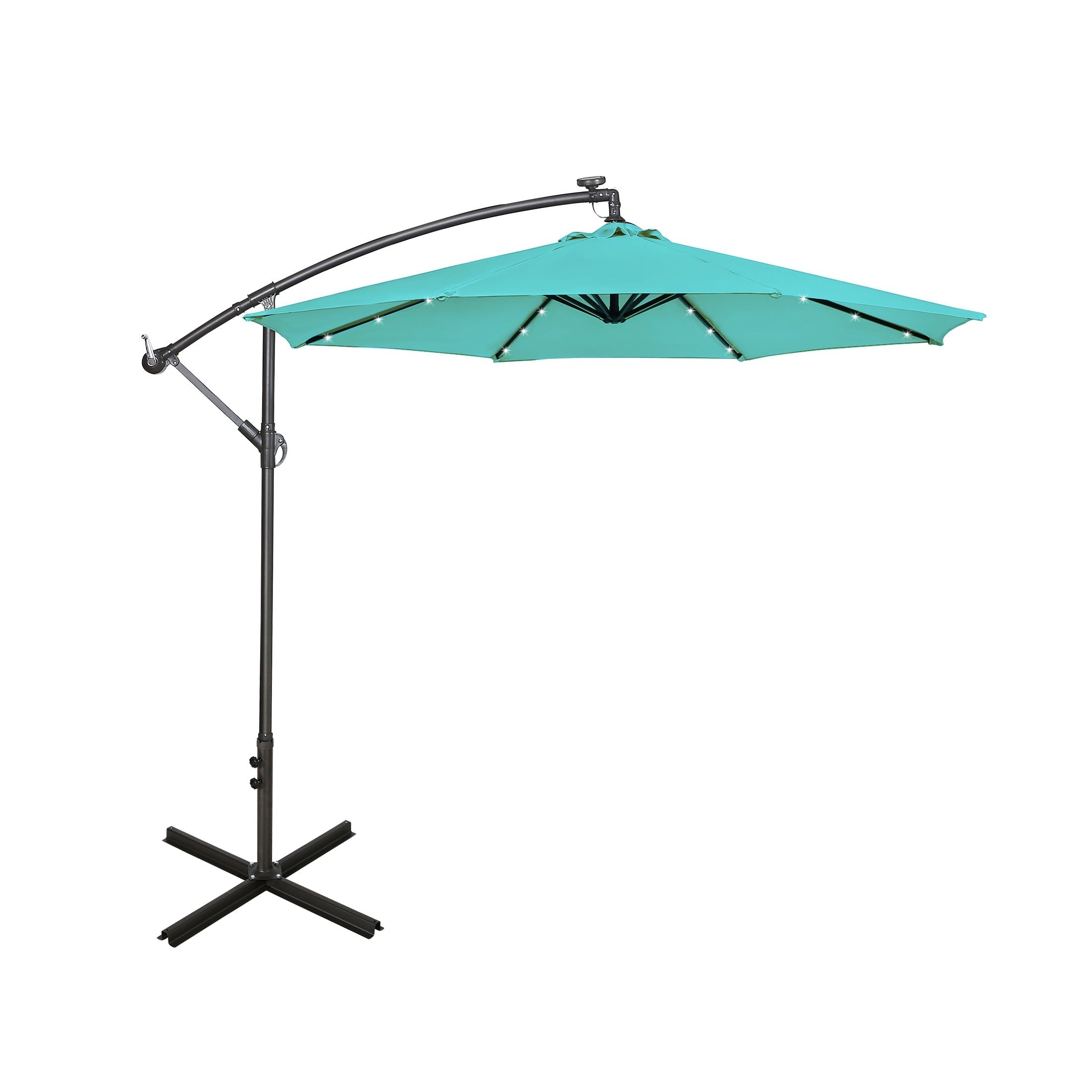  Westin Furniture 10 Ft Outdoor Patio Solar LED Cantilever Umbrella - Turquoise - Bonton