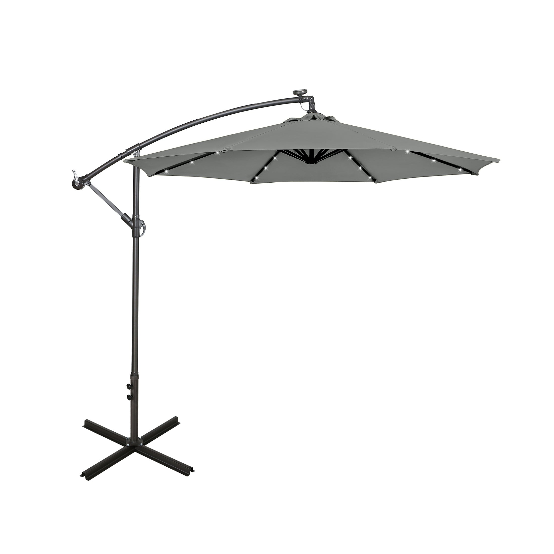  Westin Furniture 10 Ft Outdoor Patio Solar LED Cantilever Umbrella - Gray - Bonton