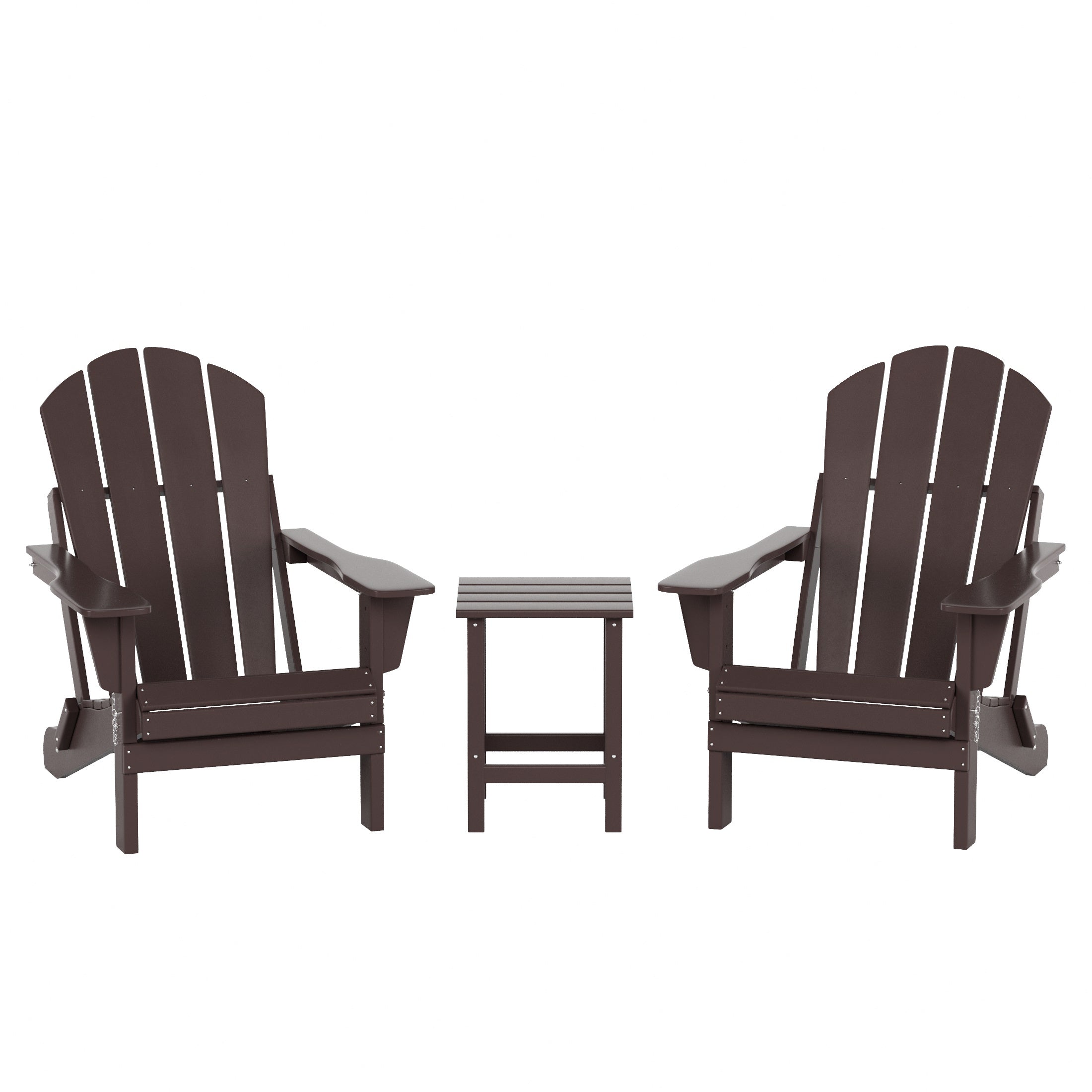  Westin Furniture 3-Piece Outdoor Patio Adirondack Conversation Seating Set - Dark Brown - Bonton