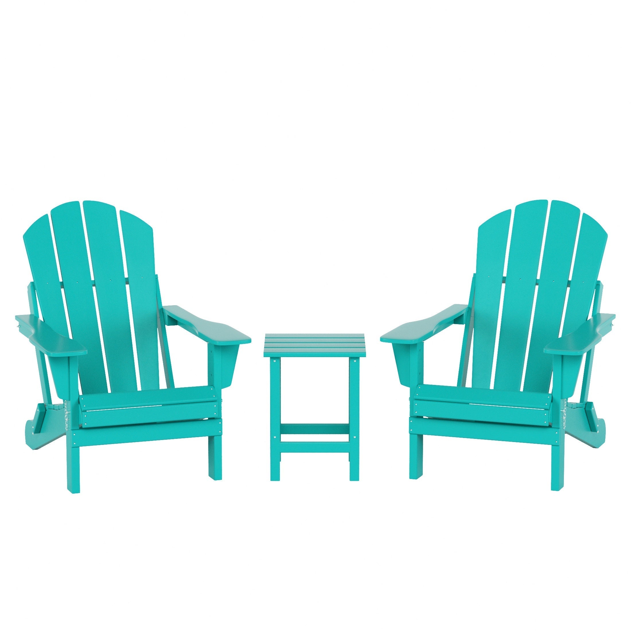  Westin Furniture 3-Piece Outdoor Patio Adirondack Conversation Seating Set - Turquoise - Bonton