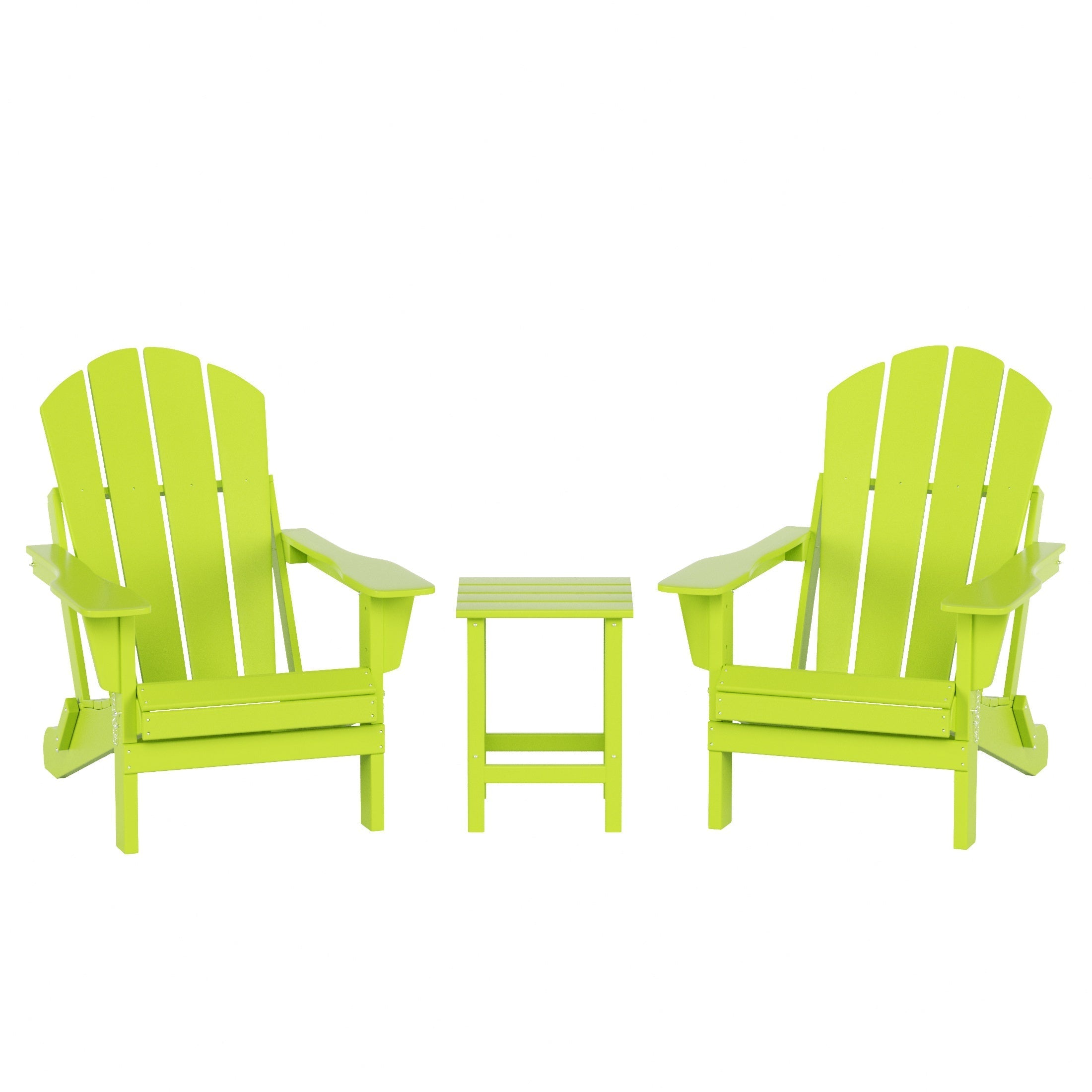  Westin Furniture 3-Piece Outdoor Patio Adirondack Conversation Seating Set - Lime - Bonton