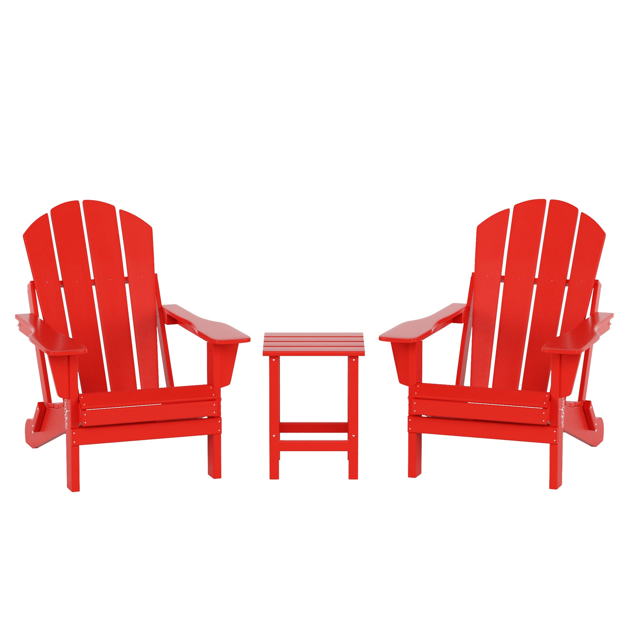  Westin Furniture 3-Piece Outdoor Patio Adirondack Conversation Seating Set - Red - Bonton