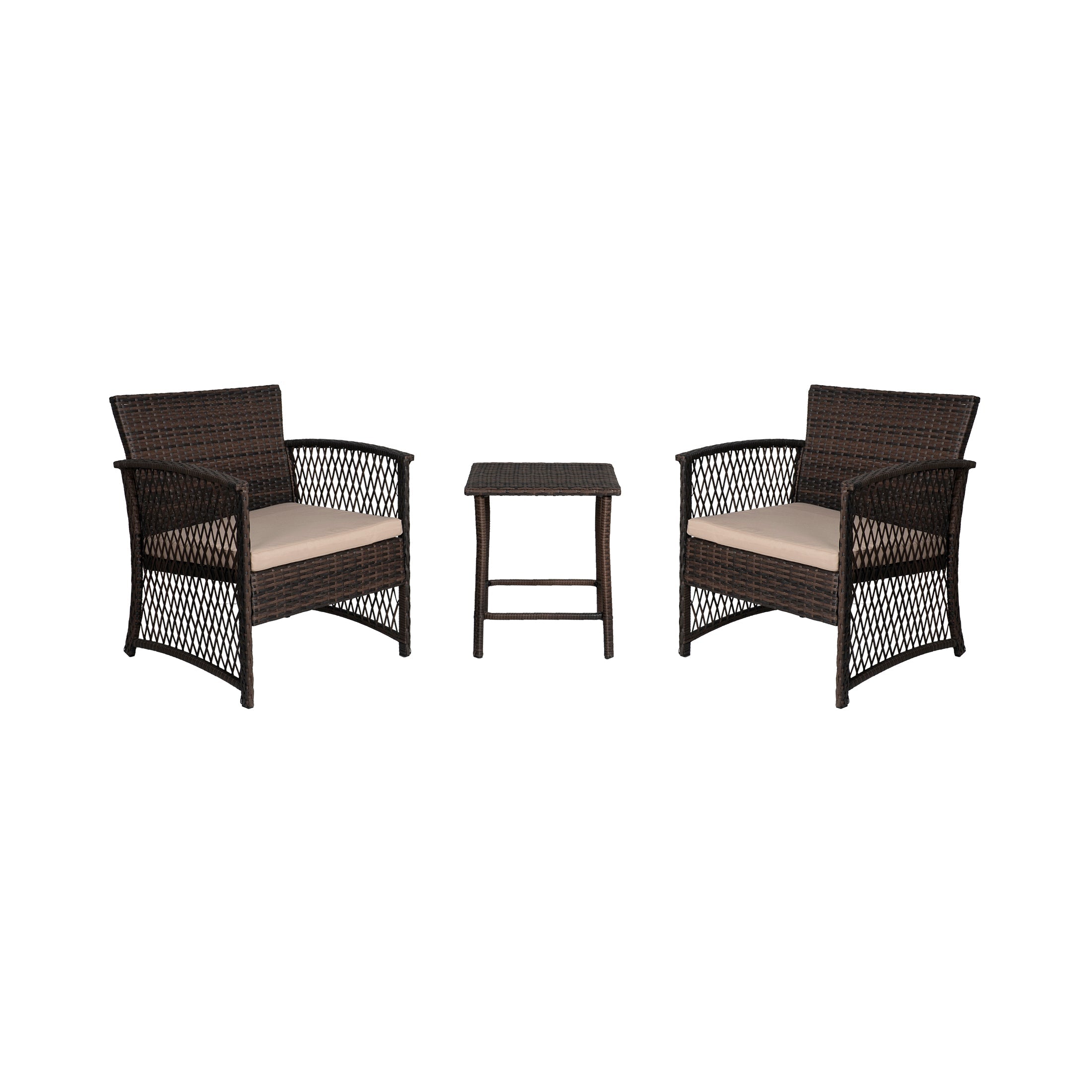  Westin Furniture 3-Piece Outdoor Patio Seating Conversation Set - Coffee/Beige - Bonton