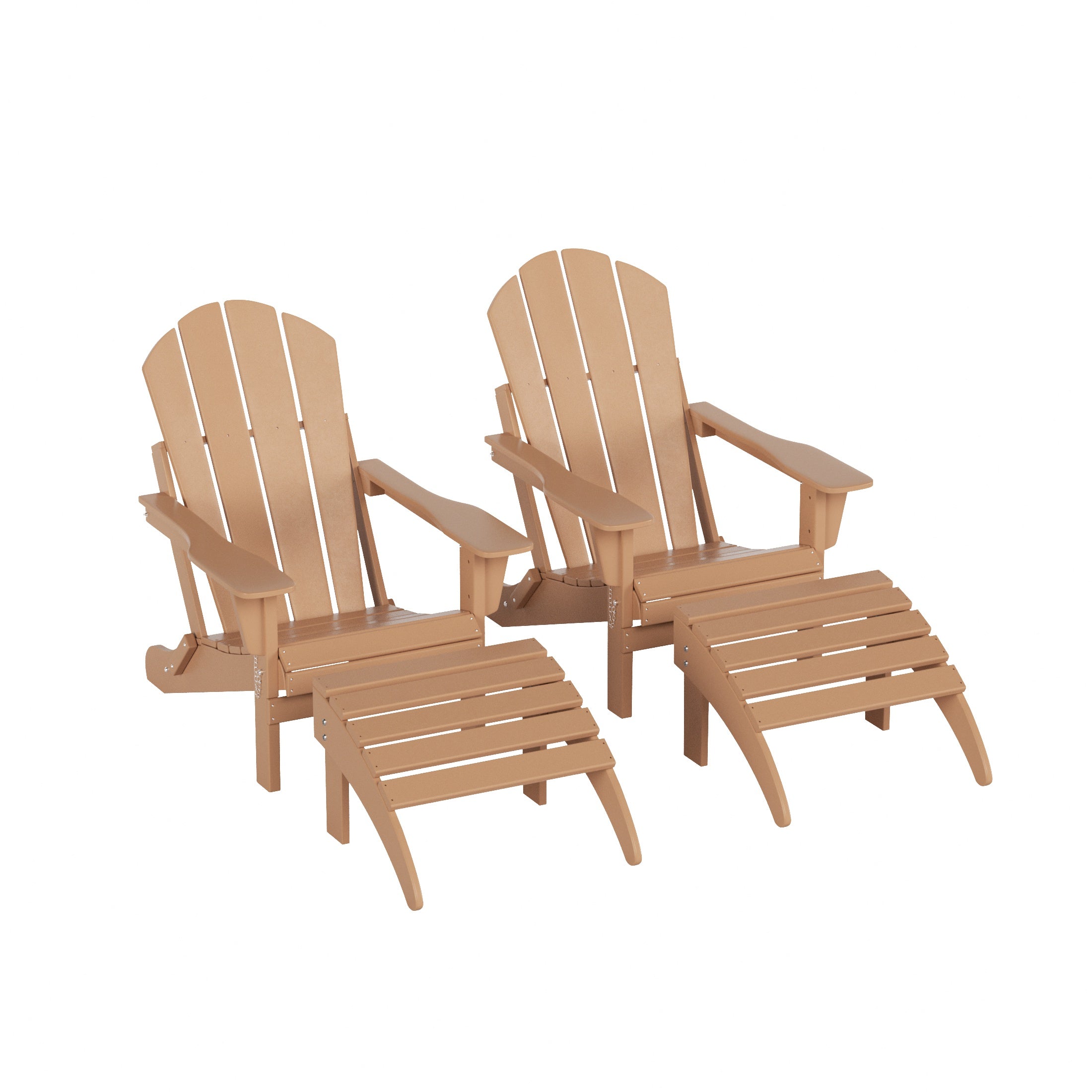  Westin Furniture 4-Piece Adirondack Conversation Chair with Footrest Ottoman Set - Teak - Bonton