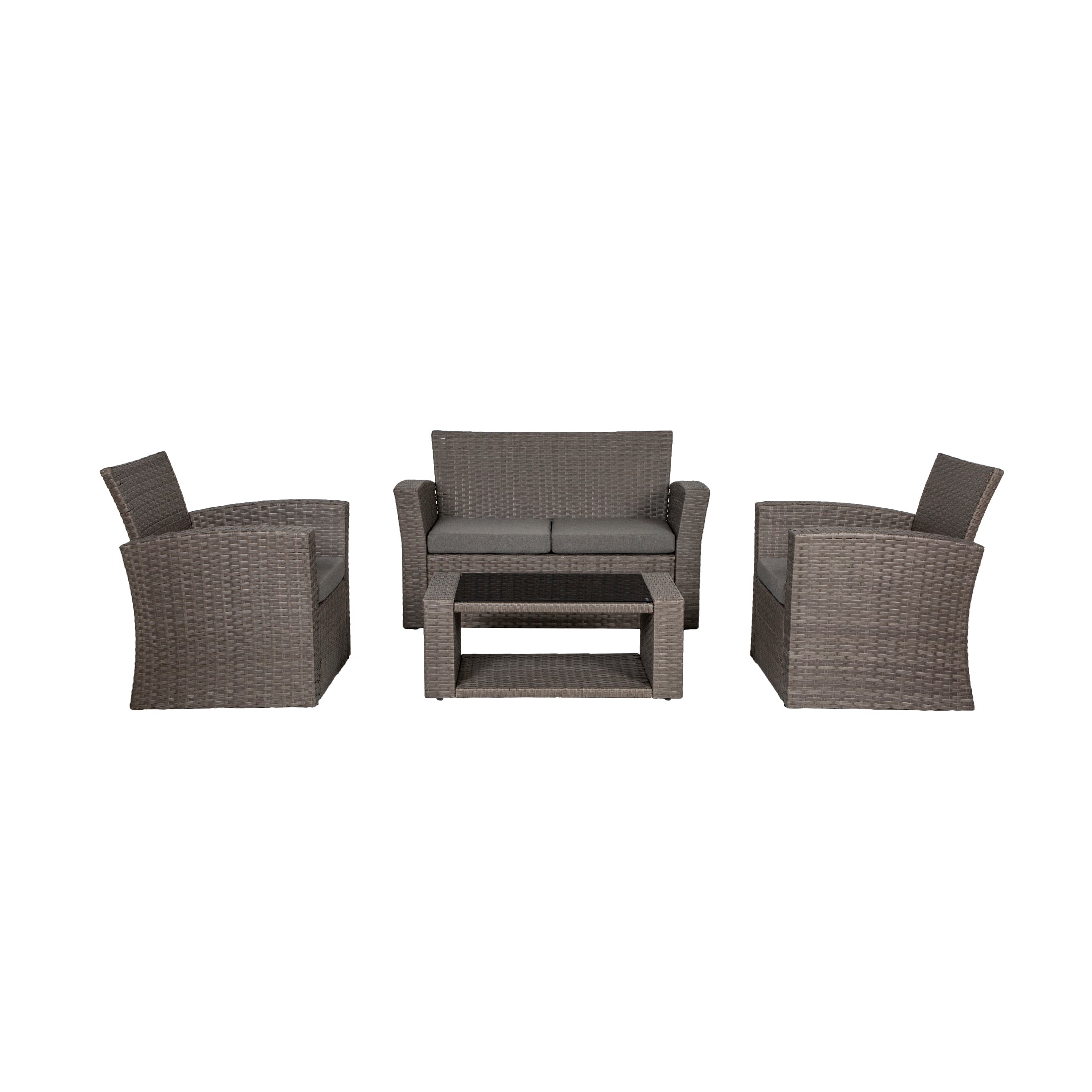  Westin Furniture 4-Piece Conversation Outdoor Patio Sofa Set with Cushions - Gray/Gray - Bonton