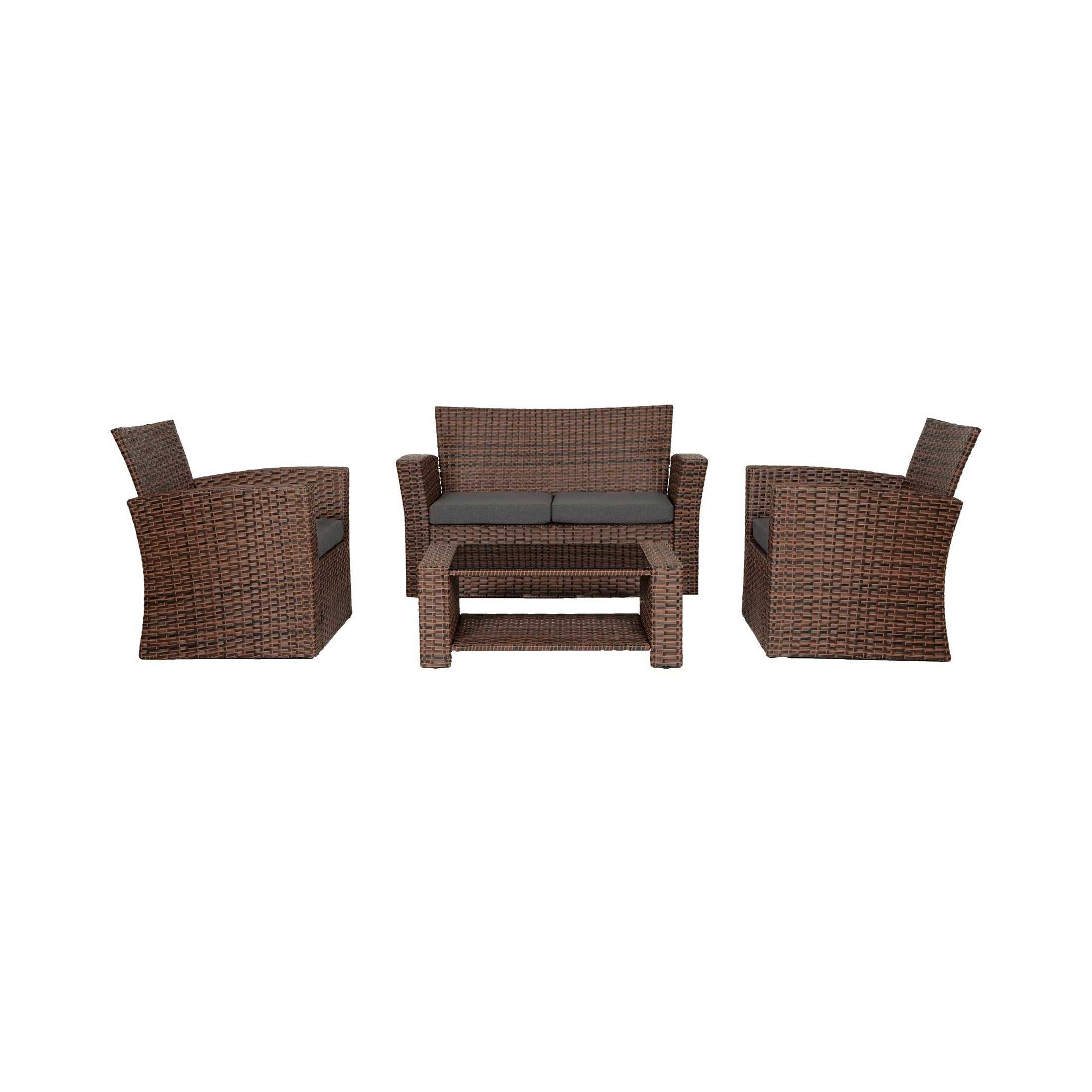  Westin Furniture 4-Piece Conversation Outdoor Patio Sofa Set with Cushions - Brown/Gray - Bonton