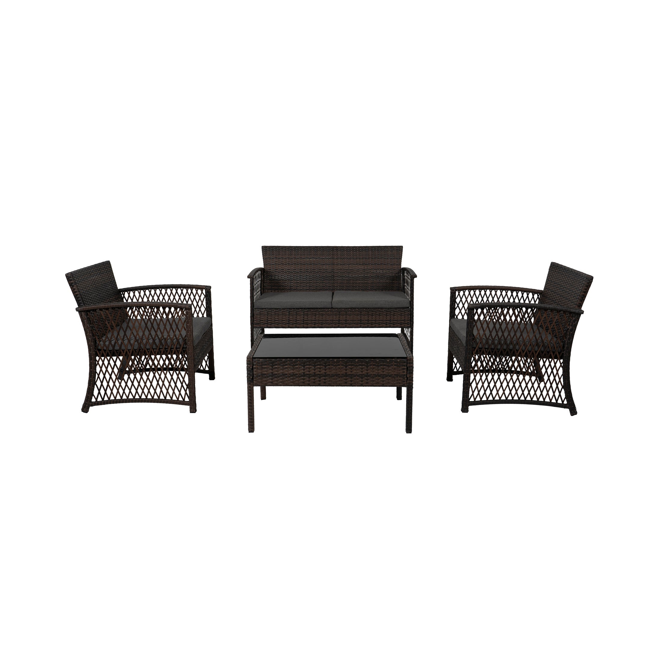  Westin Furniture 4-Piece Outdoor Patio Conversation Set - Coffee/Gray - Bonton