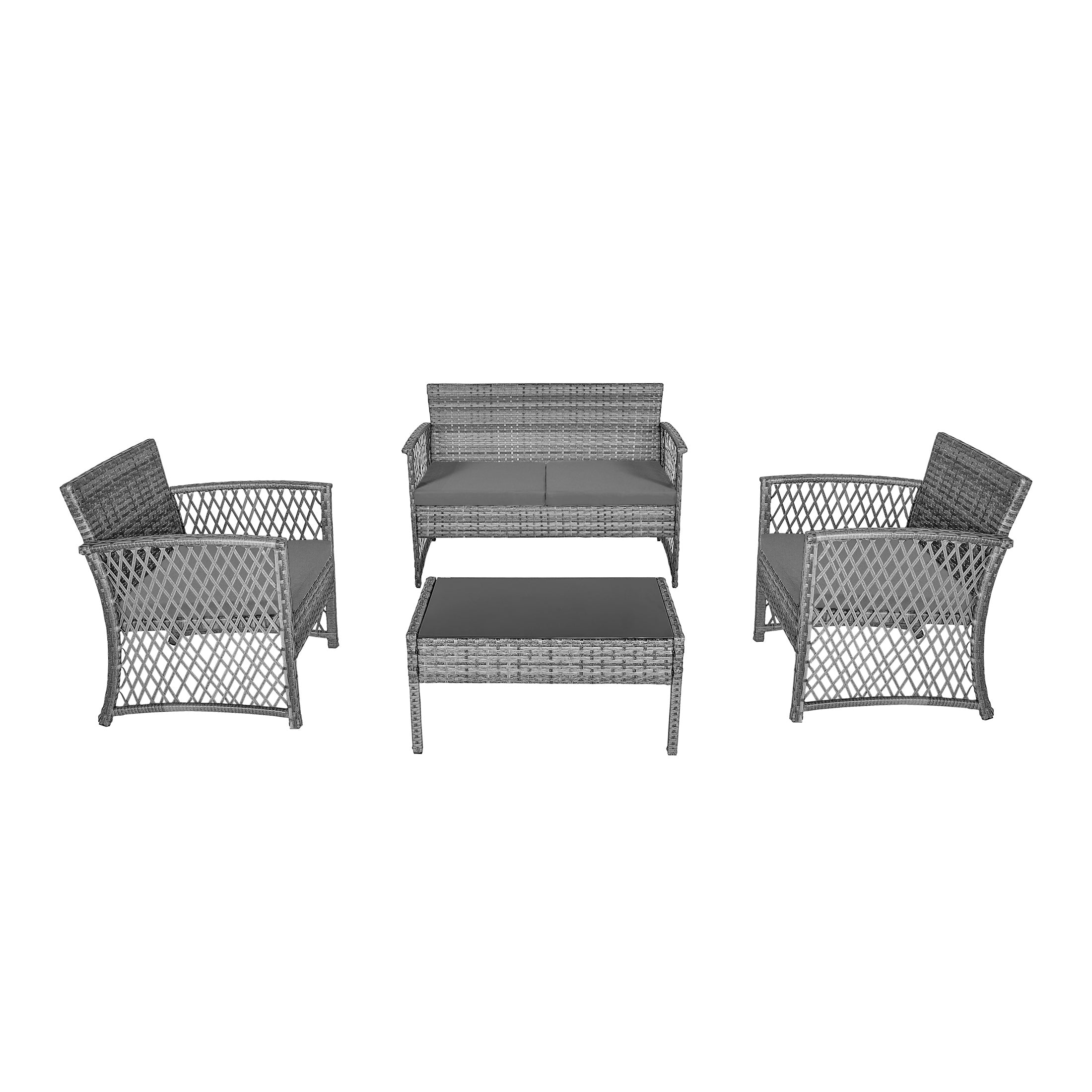  Westin Furniture 4-Piece Outdoor Patio Conversation Set - Gray/Gray - Bonton