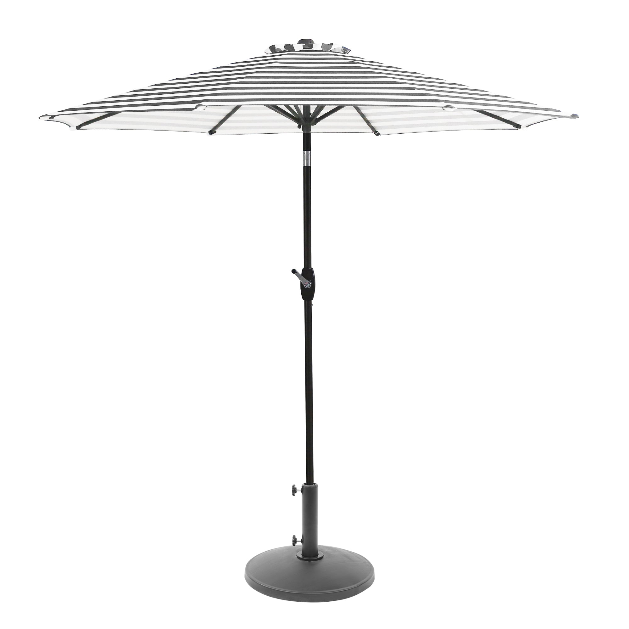  Westin Furniture 9 ft Outdoor Patio Market Table Umbrella with Round Resin Base - Gray/White Stripe - Bonton