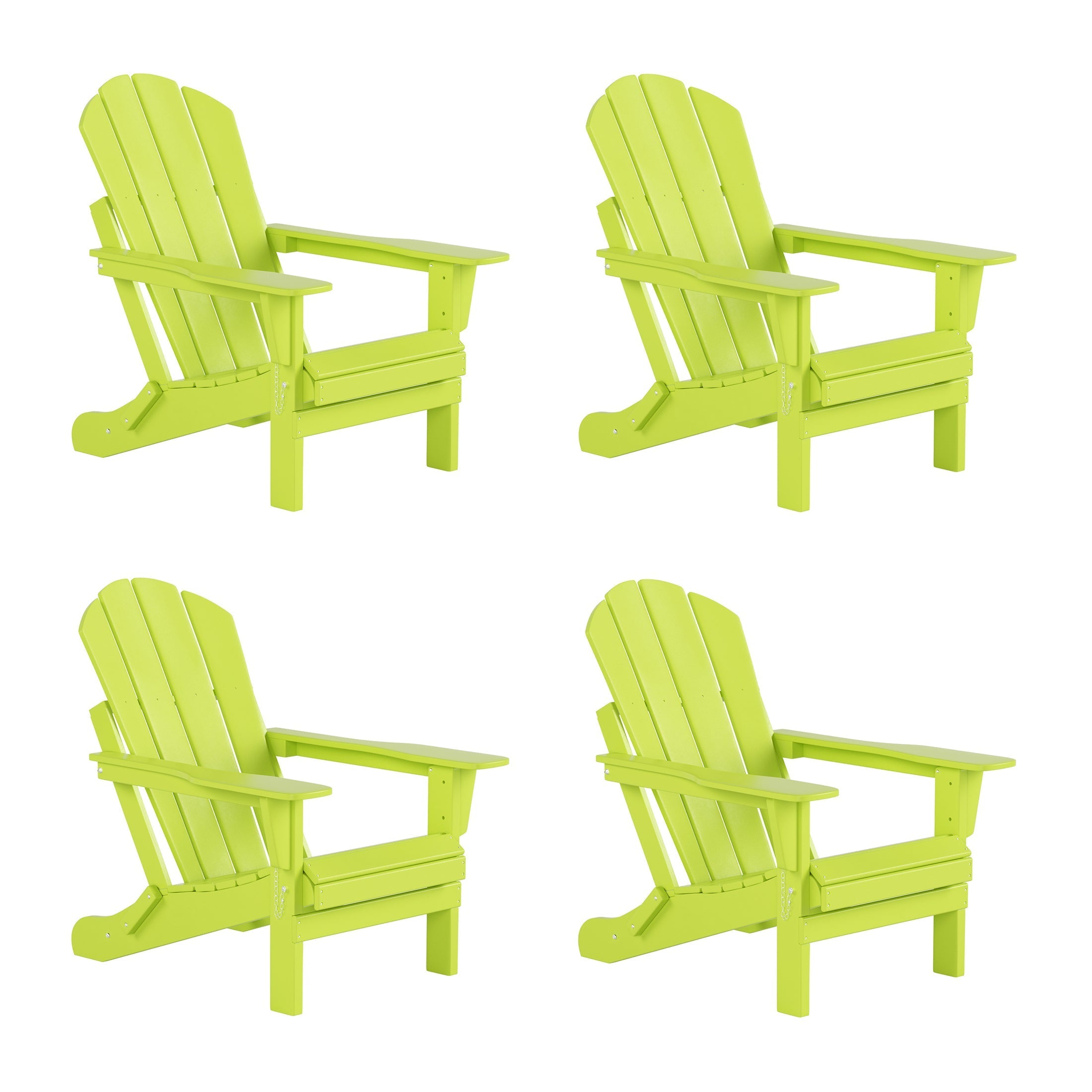  Westin Furniture Outdoor Patio Folding Adirondack Chair, Set of 4 - Lime - Bonton