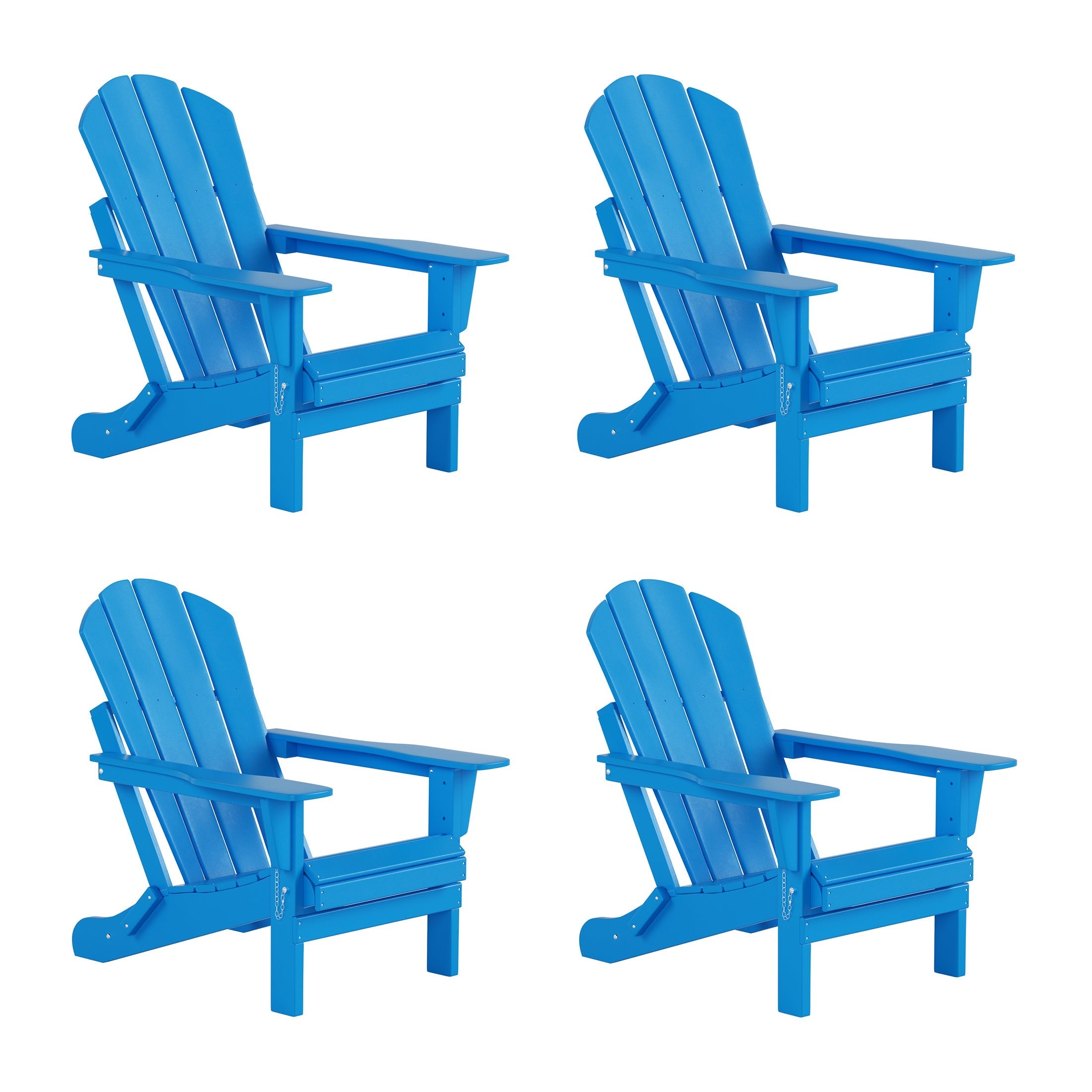  Westin Furniture Outdoor Patio Folding Adirondack Chair, Set of 4 - Pacific Blue - Bonton