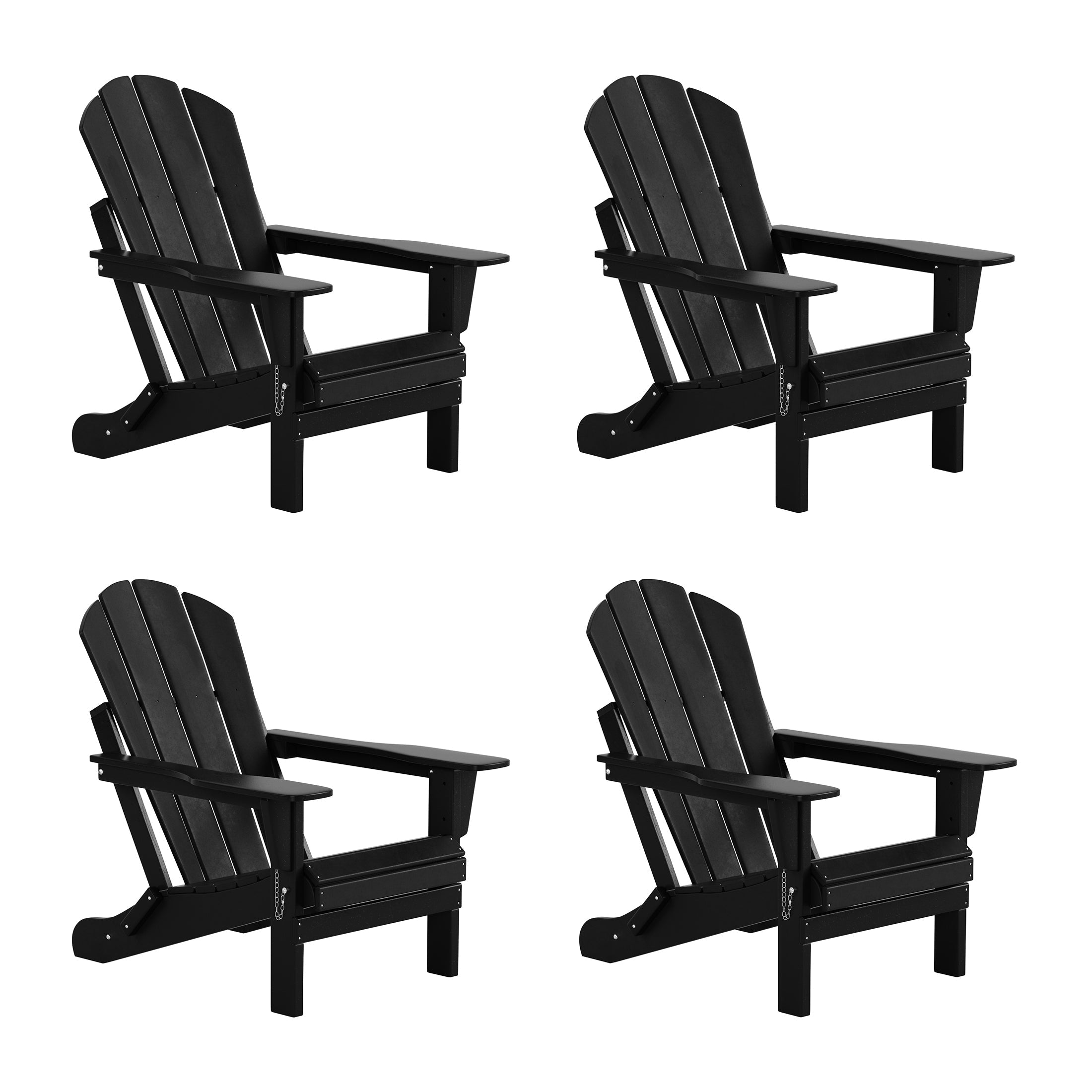  Westin Furniture Outdoor Patio Folding Adirondack Chair, Set of 4 - Black - Bonton