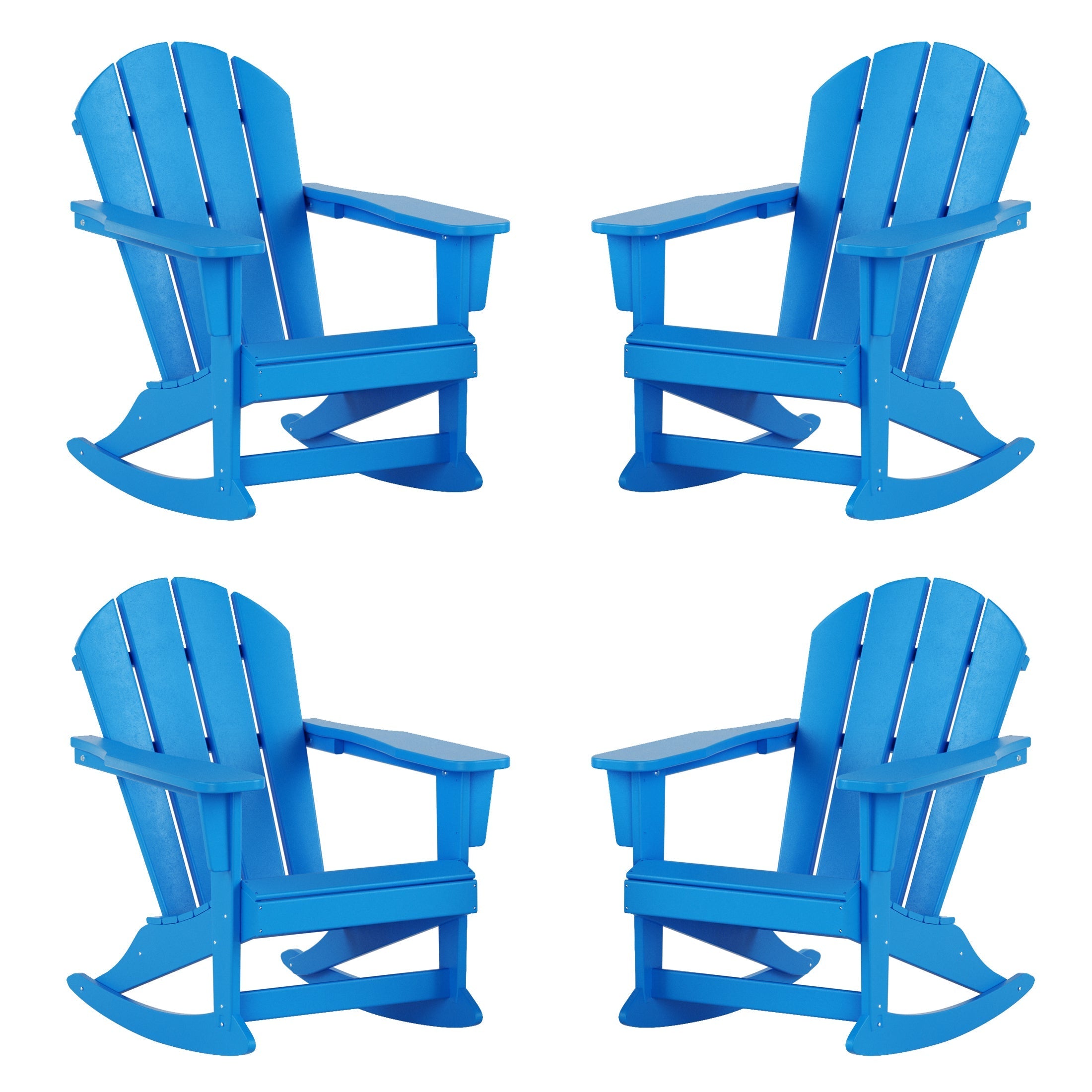  Westin Furniture Outdoor Rocking Poly Adirondack Chair, Set of 4 - Pacific Blue - Bonton