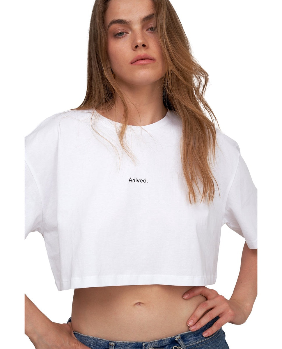  Gottex Beach Life Airport Cropped Cotton Graphic T-Shirt - White - Bonton