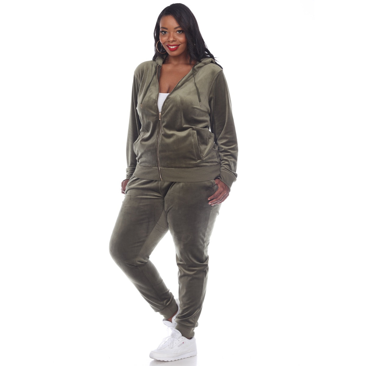  White Mark Plus Size 2 Piece Velour Tracksuit Set - 1X - Bonton