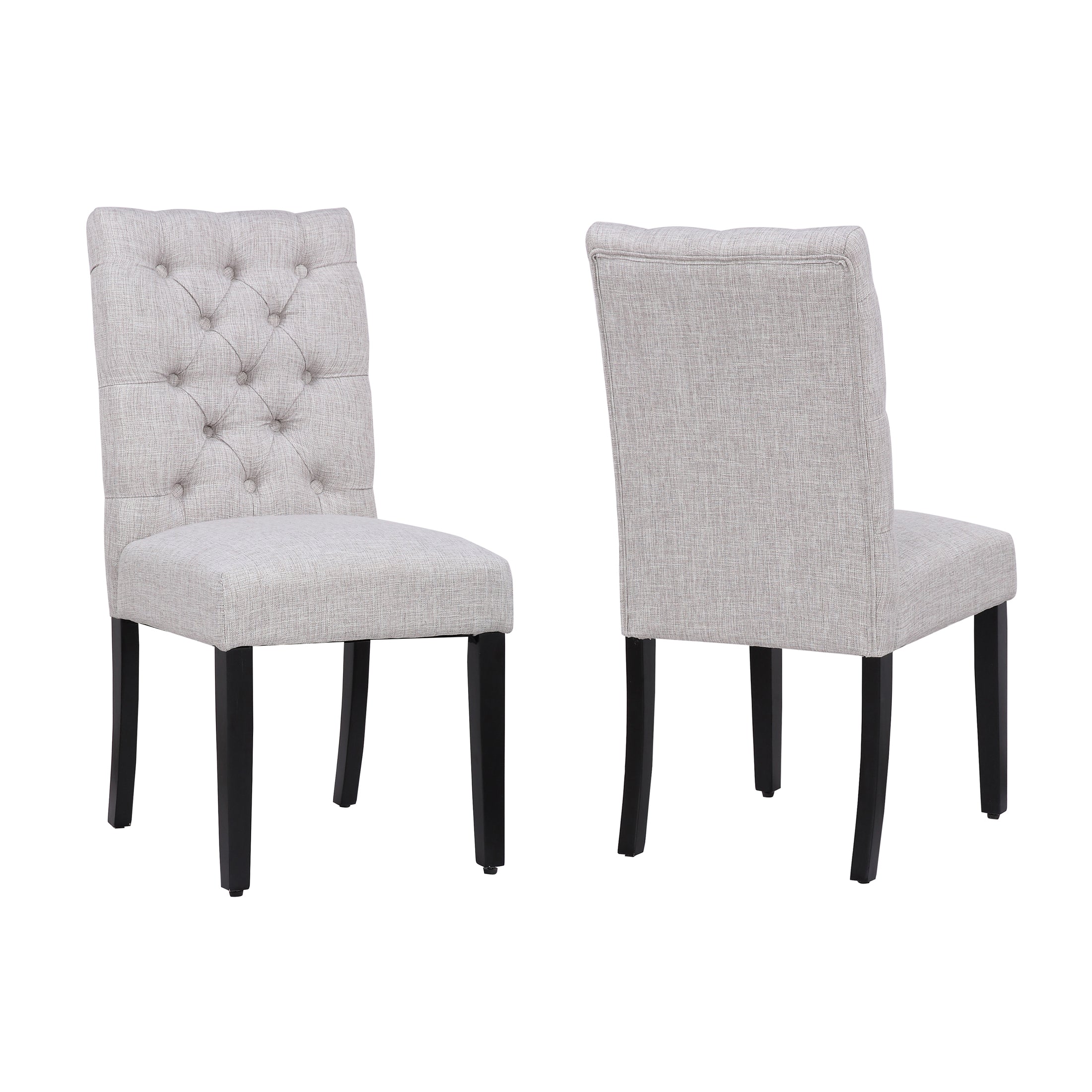  Westin Furniture Upholstered Button Tufted Dining Side Chair, Set of 2 - Light Gray - Bonton