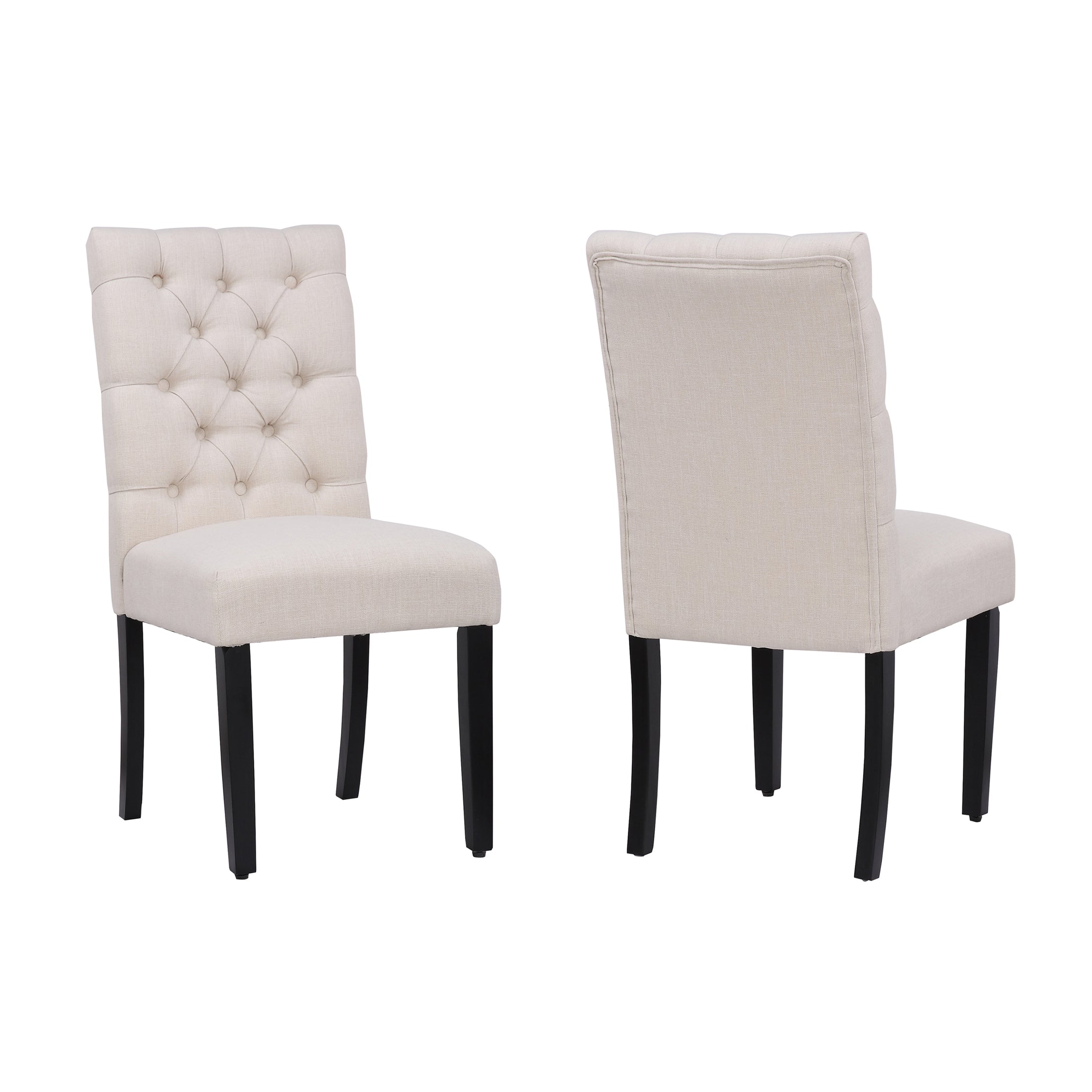  Westin Furniture Upholstered Button Tufted Dining Side Chair, Set of 2 - Beige - Bonton