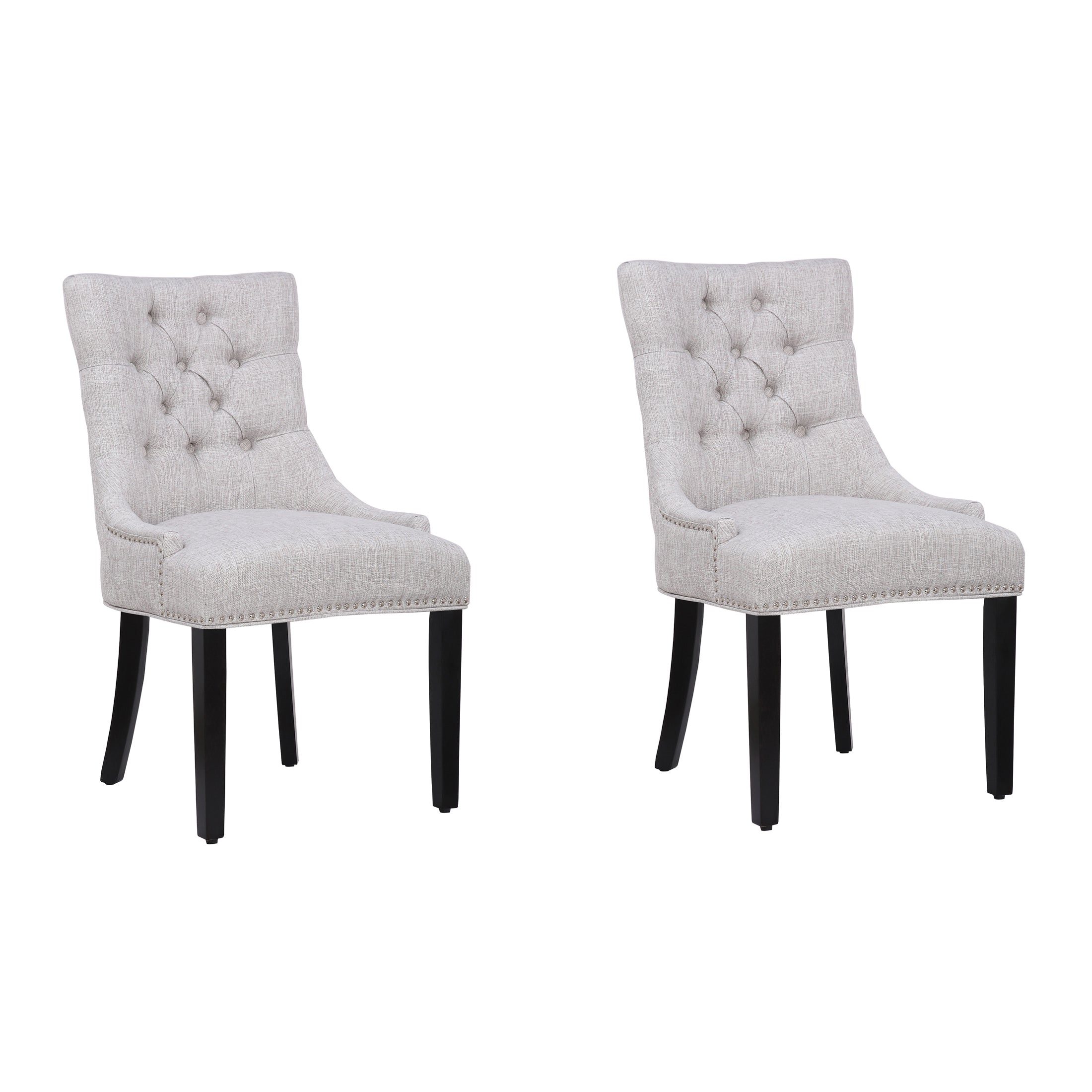  Westin Furniture Upholstered Wingback Button Tufted Dining Chair, Set of 2 - Light Gray - Bonton