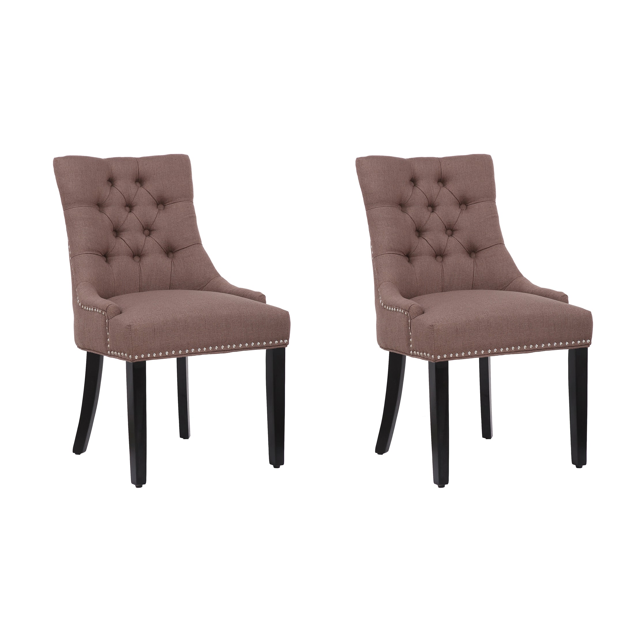  Westin Furniture Upholstered Wingback Button Tufted Dining Chair, Set of 2 - Brown - Bonton