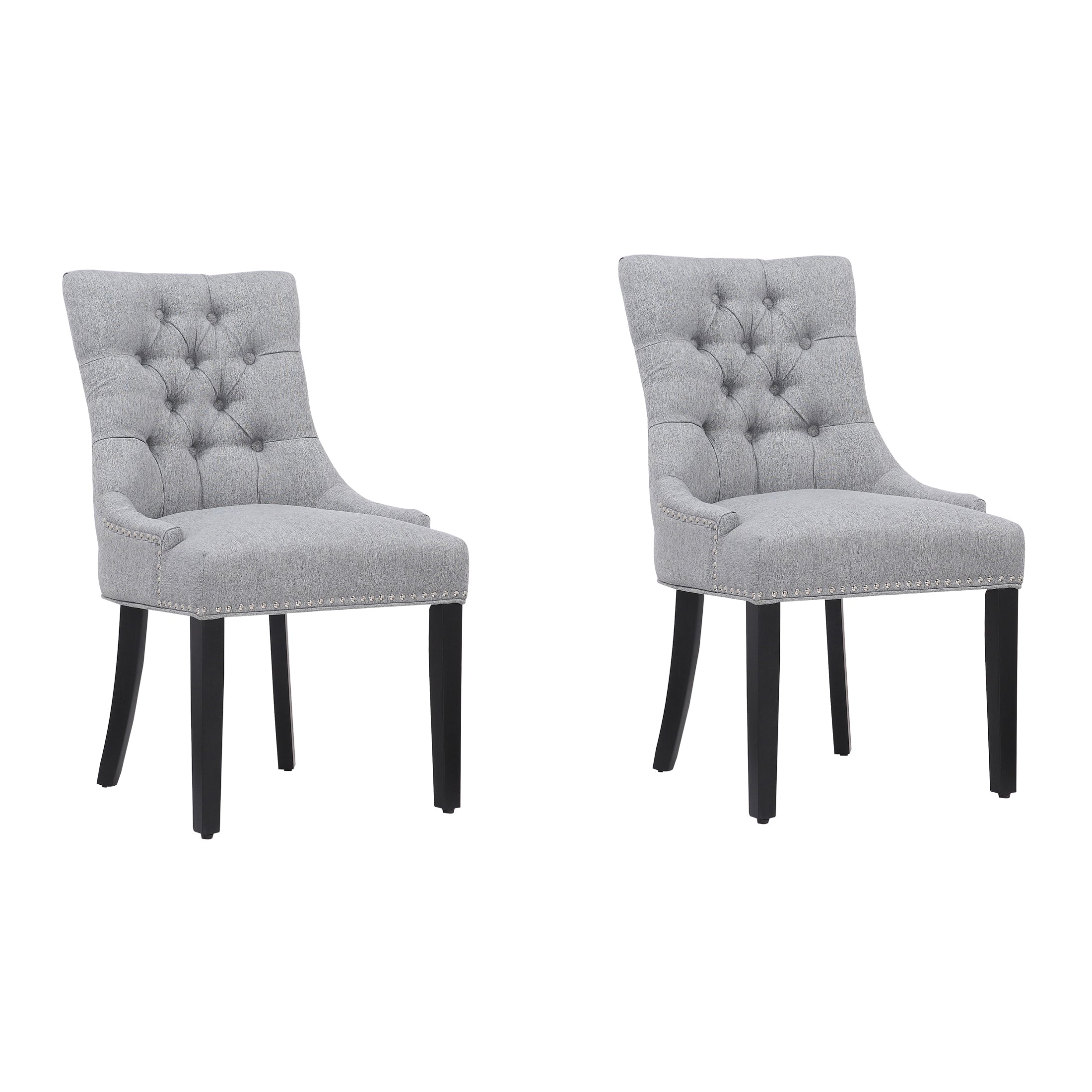  Westin Furniture Upholstered Wingback Button Tufted Dining Chair, Set of 2 - Gray - Bonton