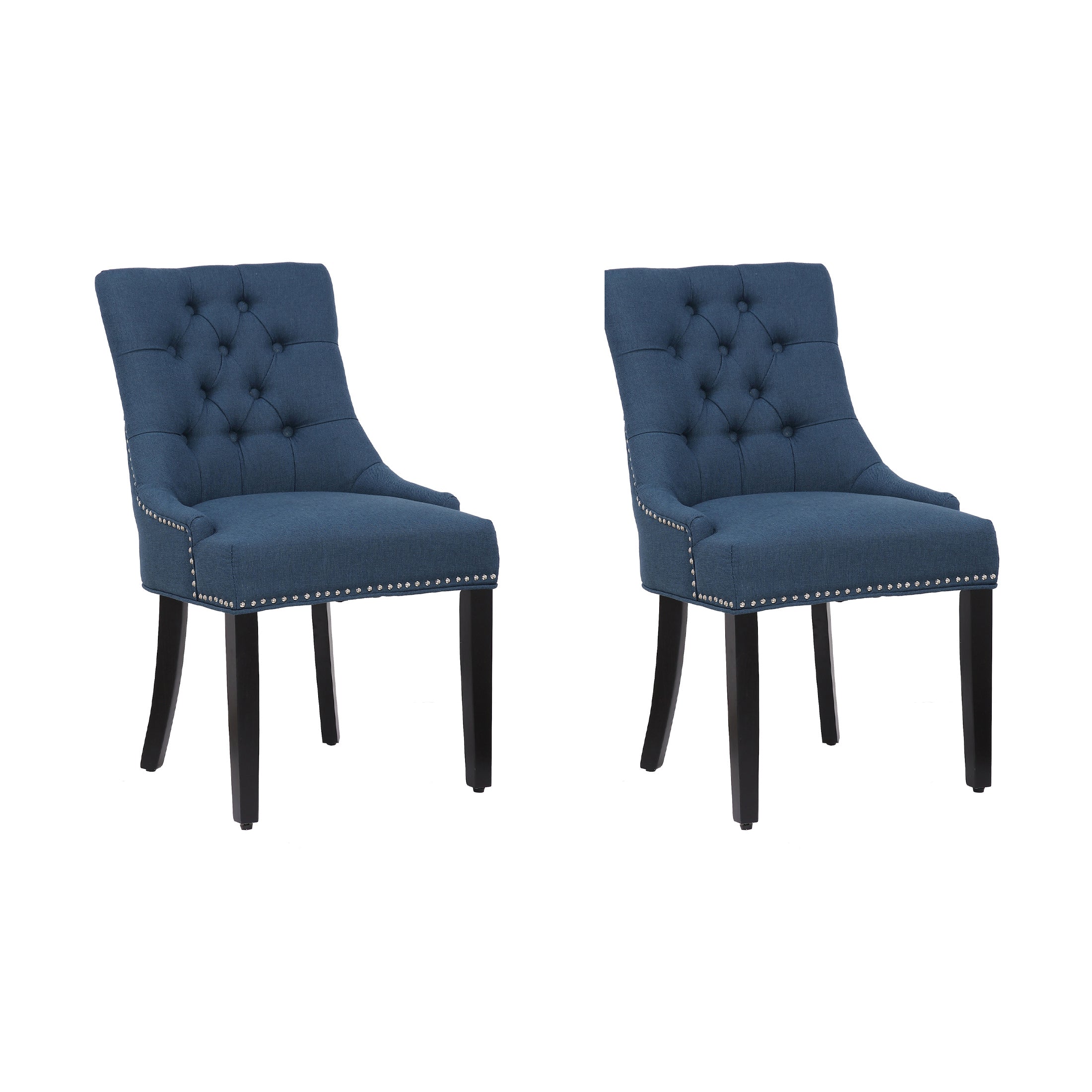  Westin Furniture Upholstered Wingback Button Tufted Dining Chair, Set of 2 - Blue - Bonton