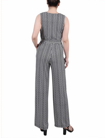 Petite Sleeveless Belted Jumpsuit