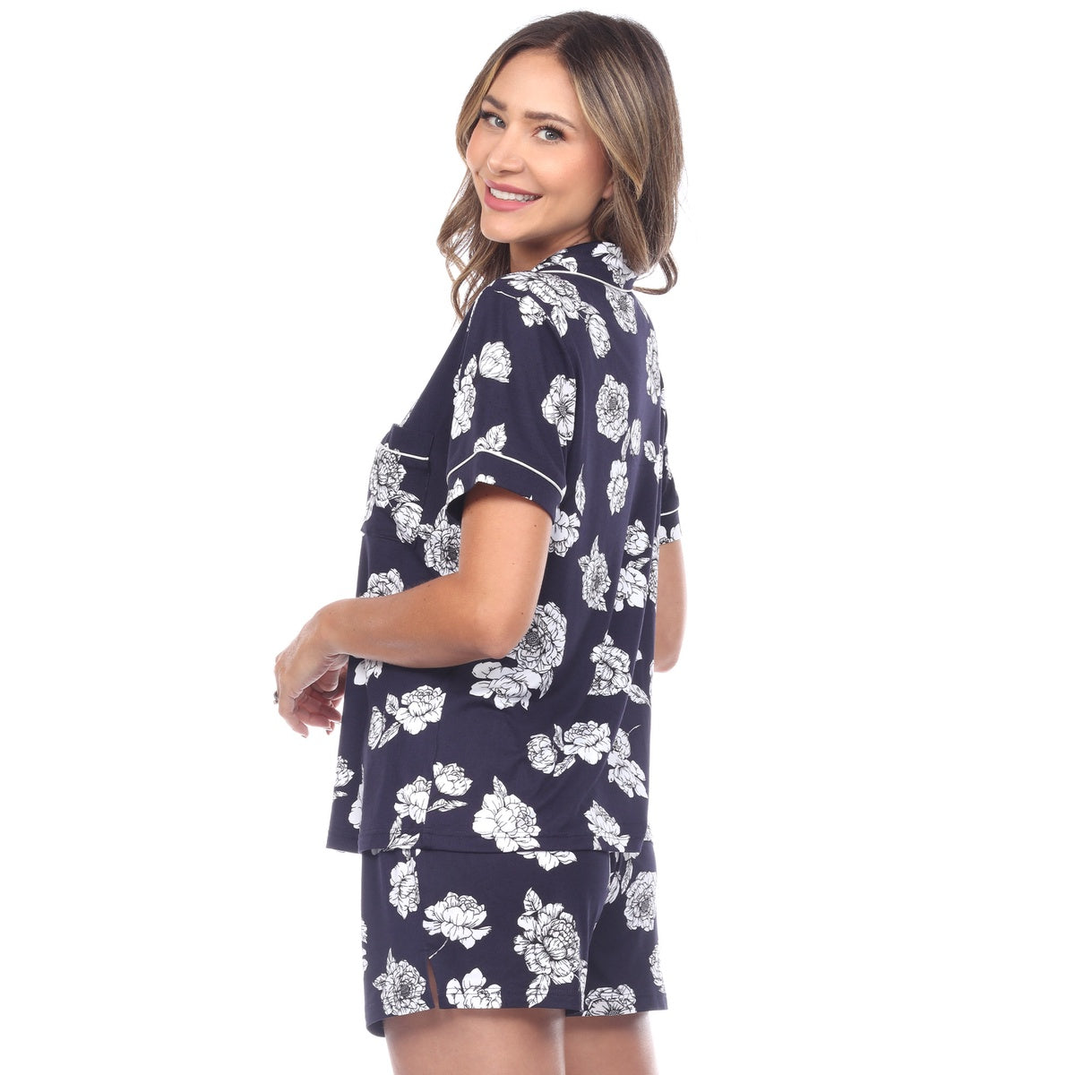  White Mark Women's Short Sleeve Floral Pajama Set - XL - Bonton