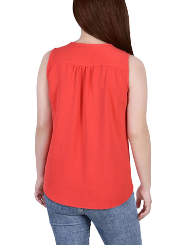 Sleeveless Button Front Blouse