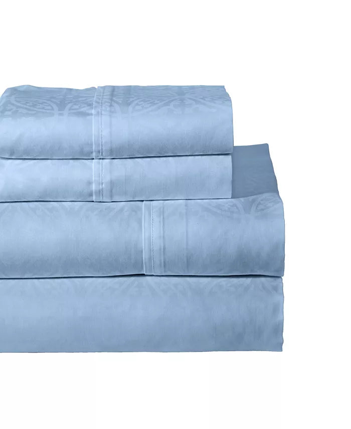  Pointehaven 300 Thread Count Tone on Tone Sheet Set - Blue - Bonton