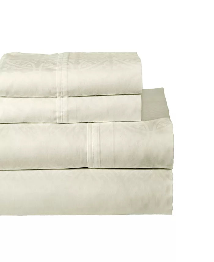  Pointehaven 300 Thread Count Tone on Tone Sheet Set - Ivory - Bonton