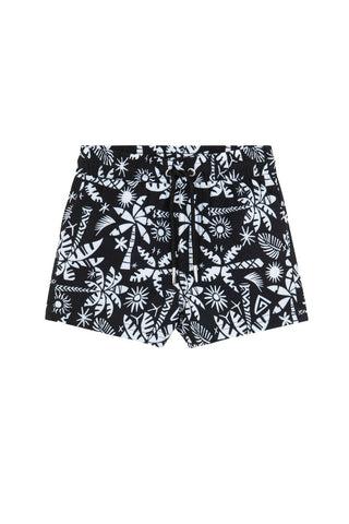 Boys 2 Match Drawstring Swim Shorts-Blk/Wh