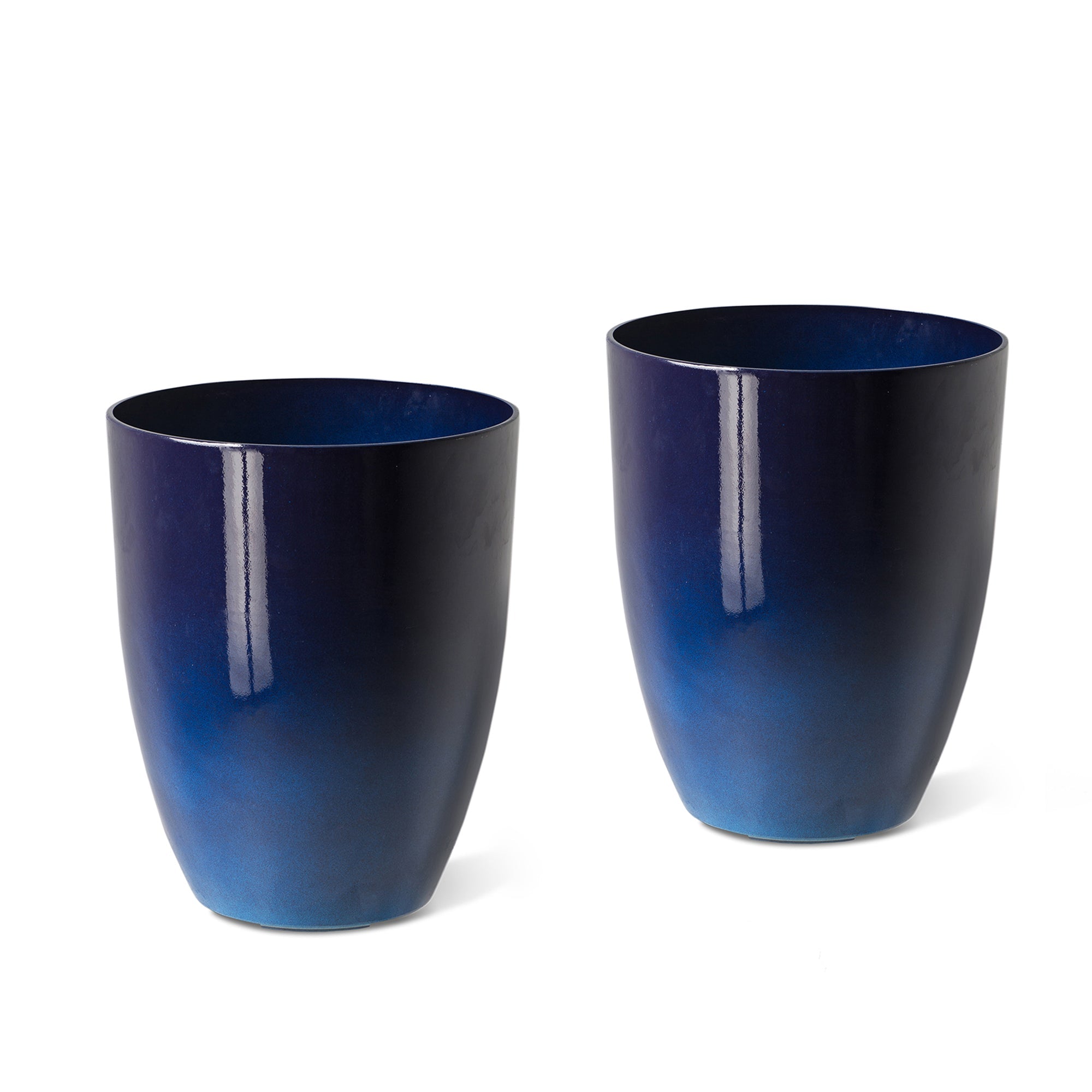  Glitzhome Set of 2 Eco-Friendly Faux Ceramic Tall Bowl Planters - Blue - Bonton