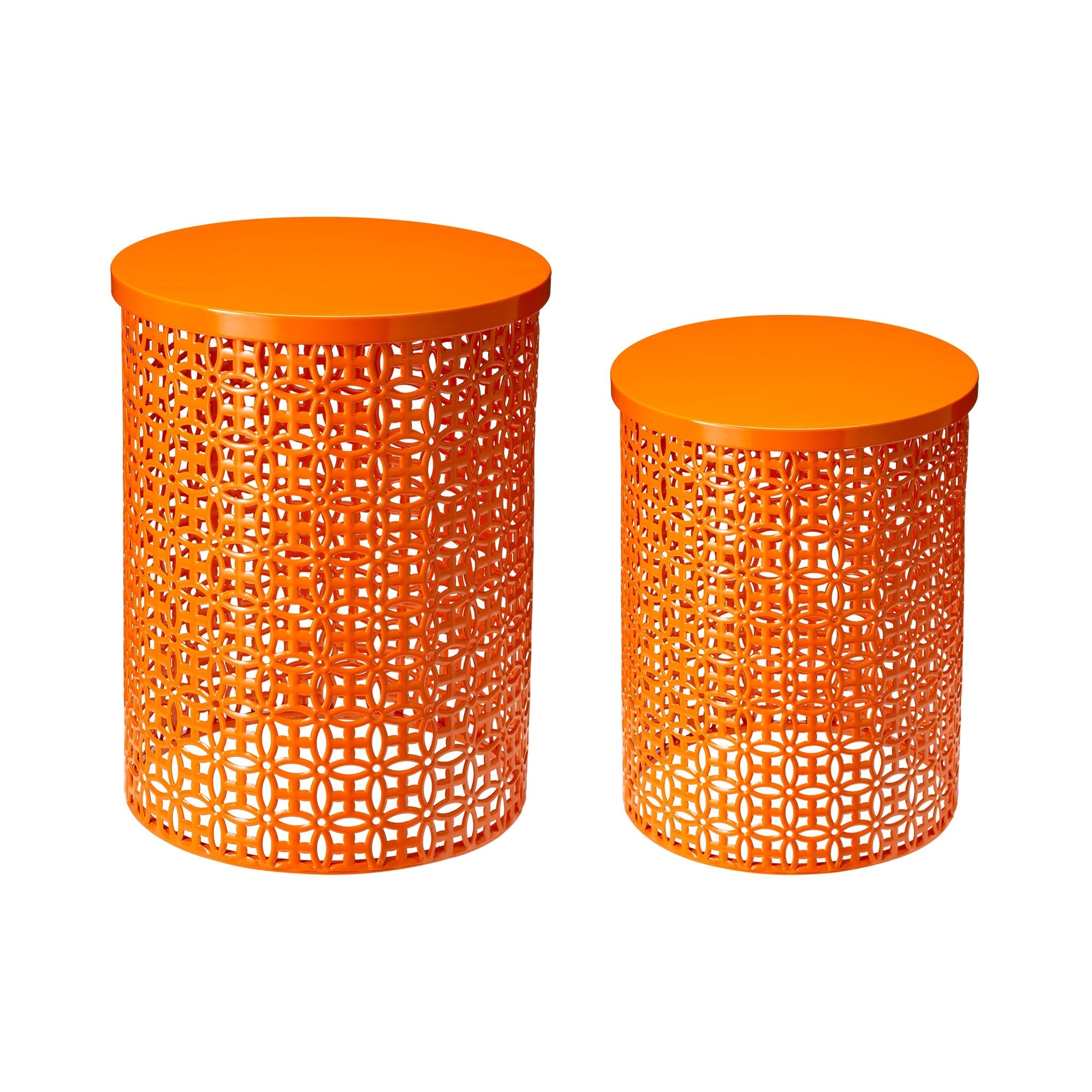  Glitzhome Set of 2 Multi-functional Metal Garden Stools - Orange - Bonton