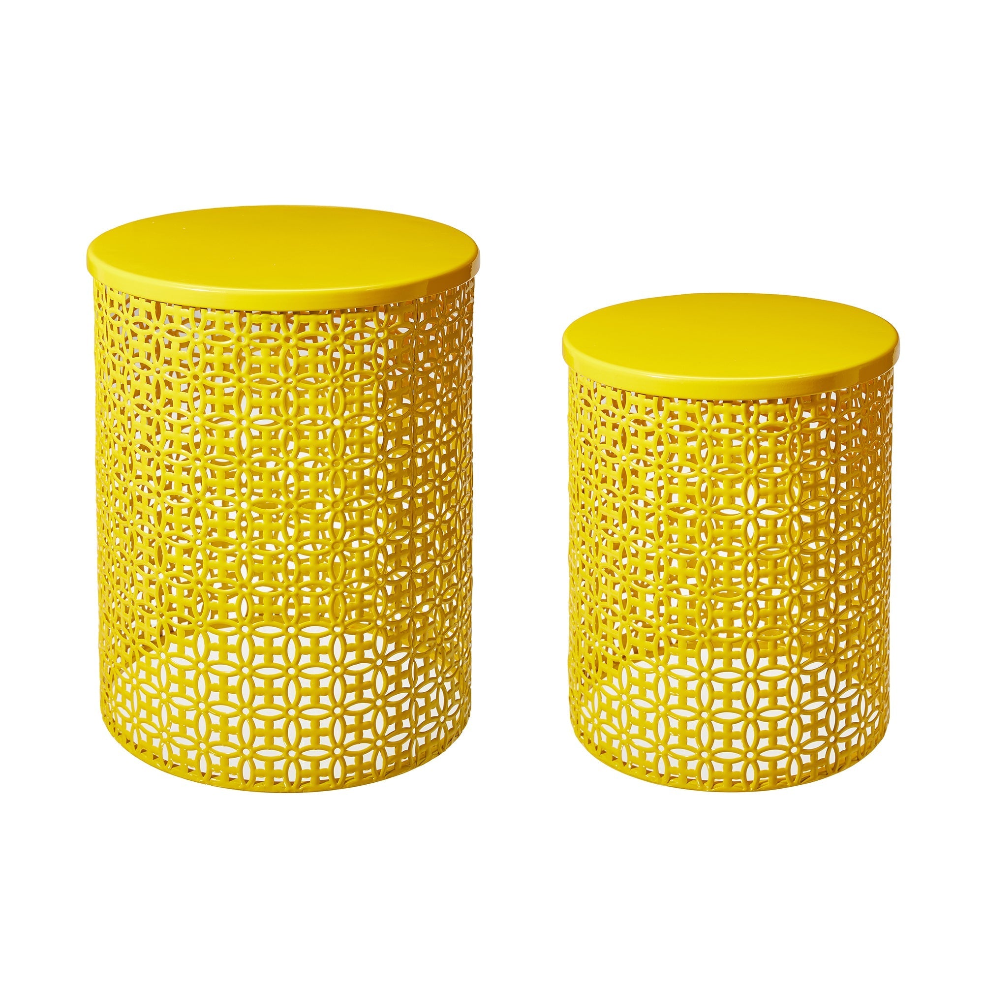  Glitzhome Set of 2 Multi-functional Metal Garden Stools - Yellow - Bonton