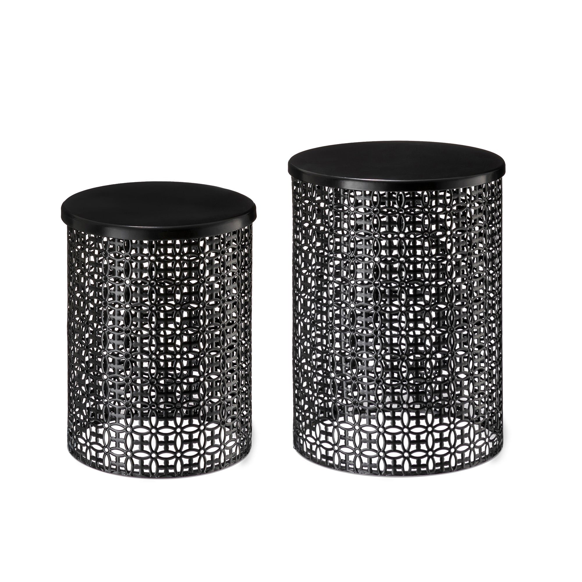  Glitzhome Set of 2 Multi-functional Metal Garden Stools - Black - Bonton