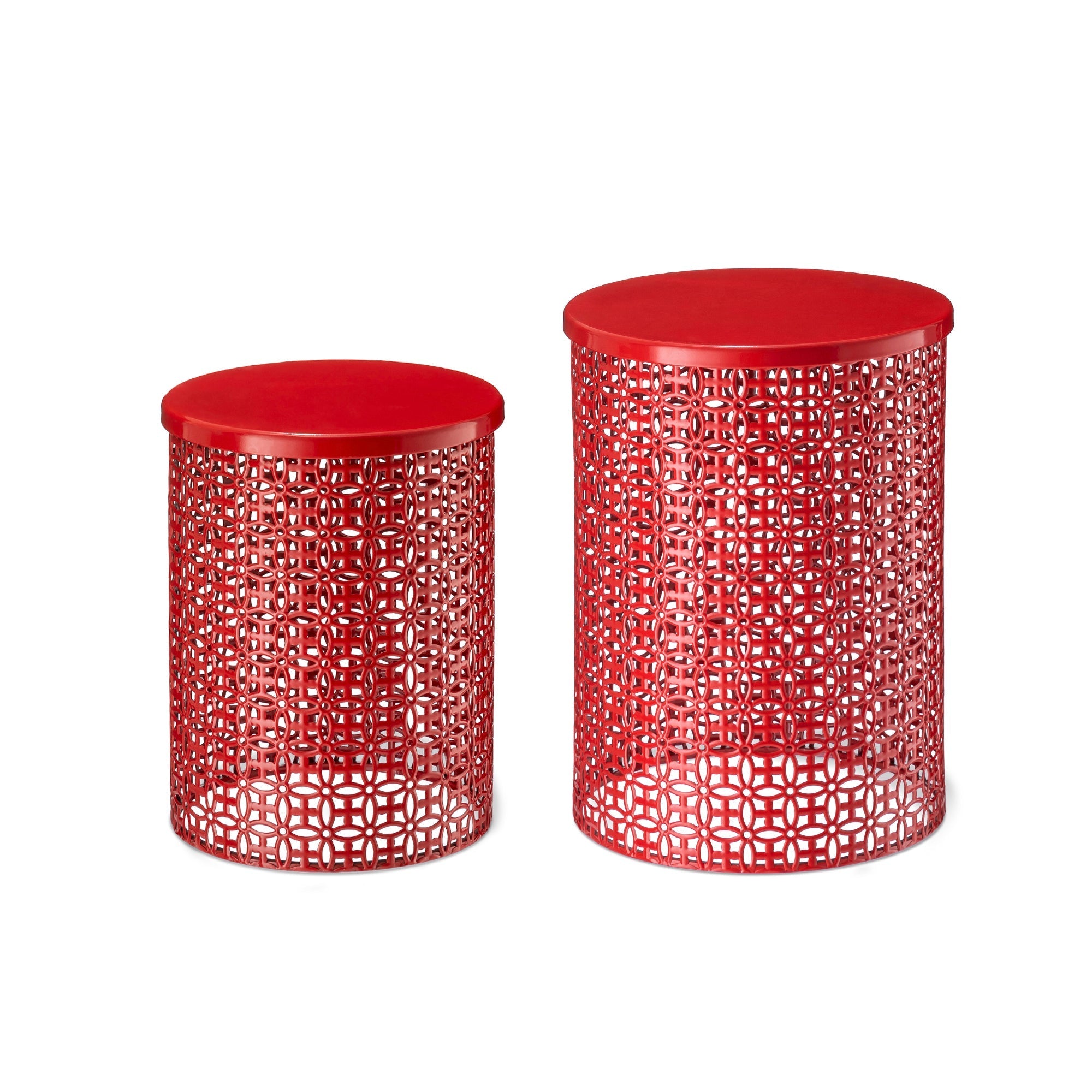  Glitzhome Set of 2 Multi-functional Metal Garden Stools - Red - Bonton