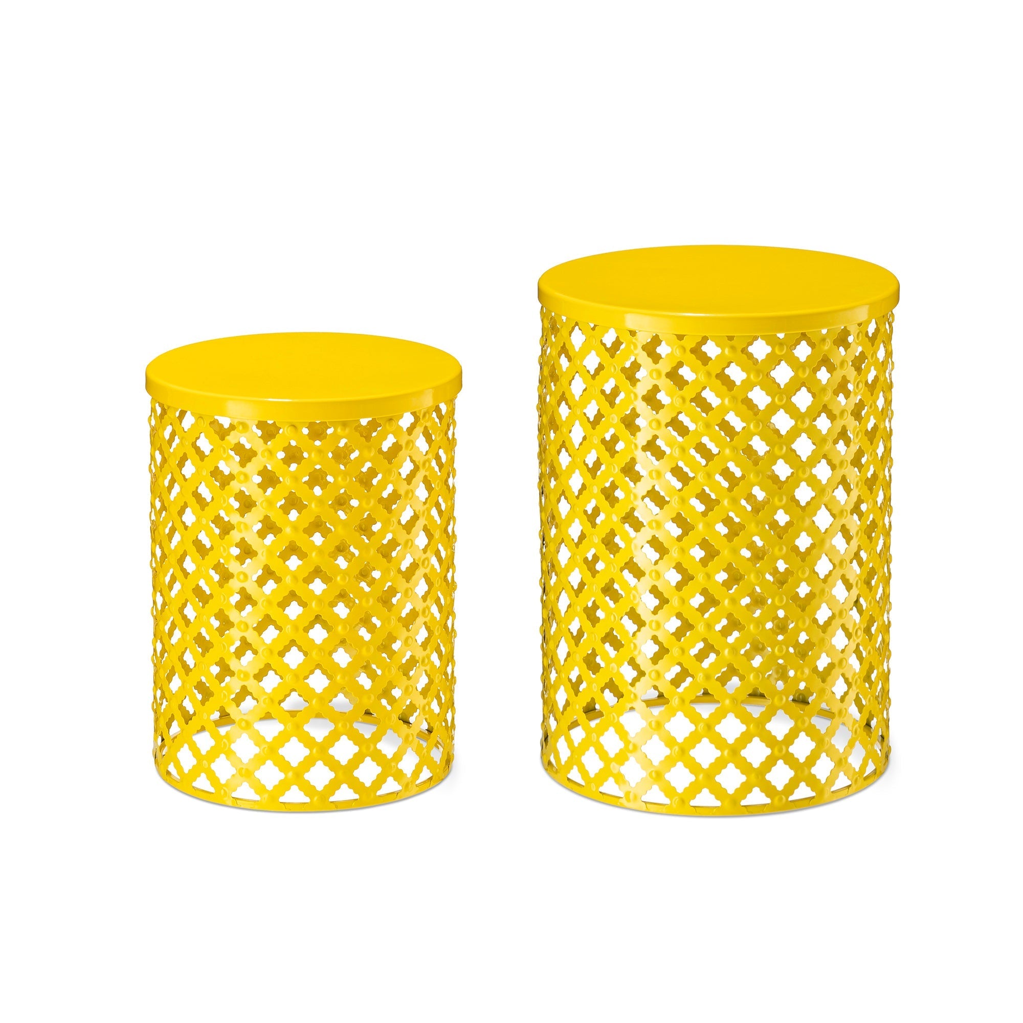  Glitzhome Set of 2 Multi-functional Metal Trellis Yellow Garden Stools - Yellow - Bonton