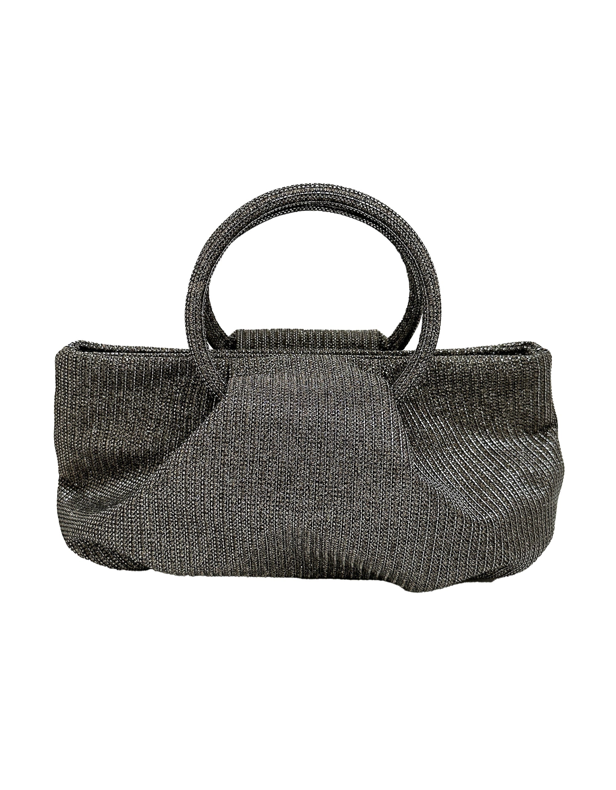  La Regale Covered Ring Handle Mini Sparkle Handbag - Pewter - Bonton