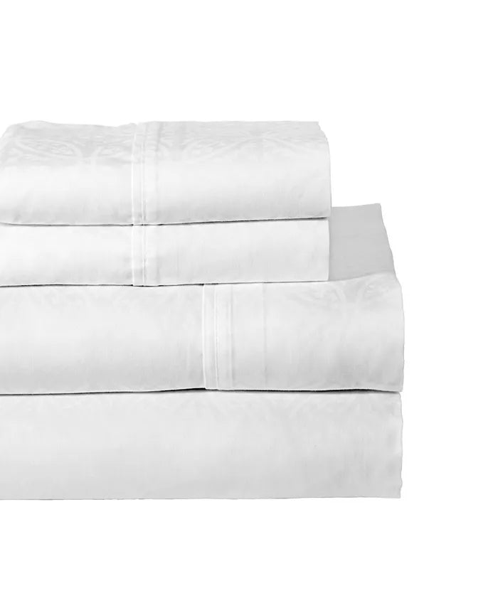  Pointehaven 300 Thread Count Tone on Tone Sheet Set - White - Bonton