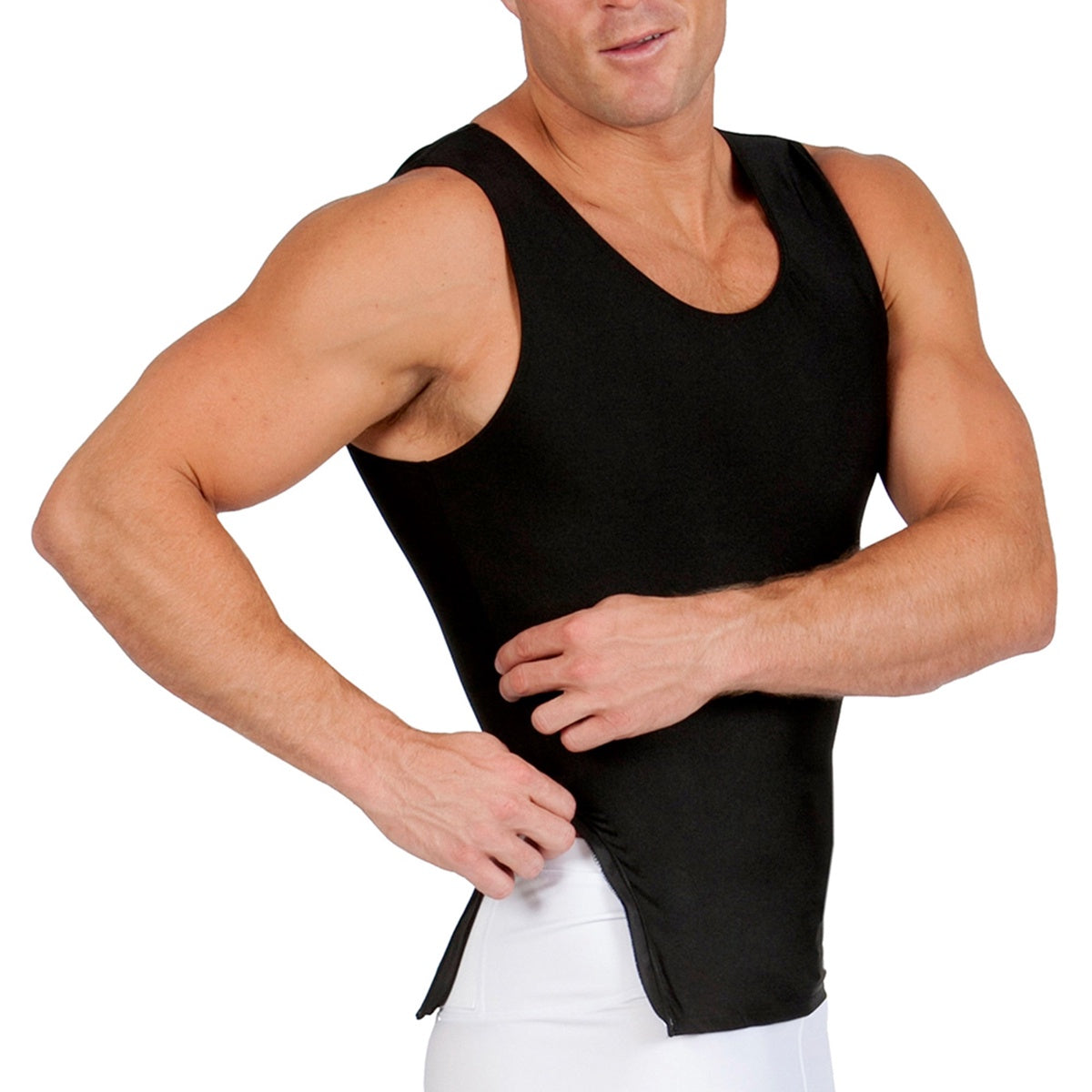  InstantFigure Insta Slim Compression Sleeveless Muscle Tank With Zipper MS00Z1 - White - Bonton