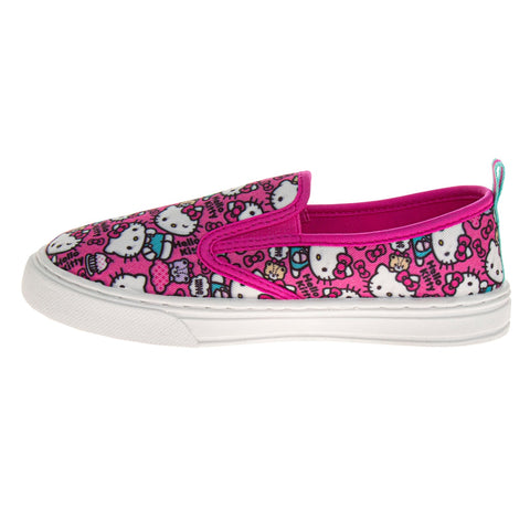 Sanrio Hello Kitty Girls Low Top Sneakers - Casual Fashion Laceless Slip on Canvas Shoes