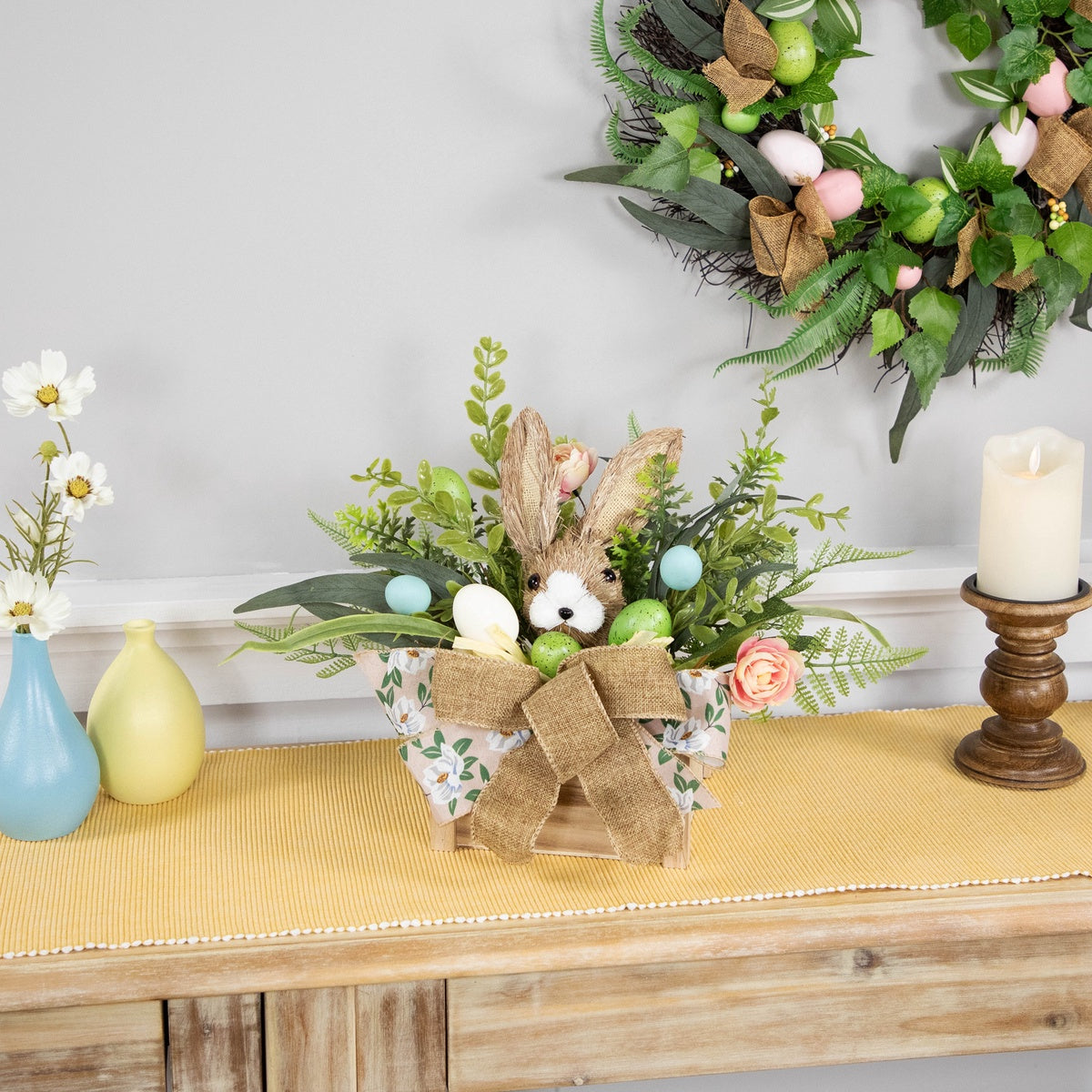  Northlight Boxed Floral Arrangement With Bunny Easter Decoration - 12