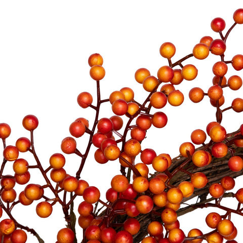Artificial Berries Fall Harvest Twig Wreath - 18" - Orange and Red - Unlit
